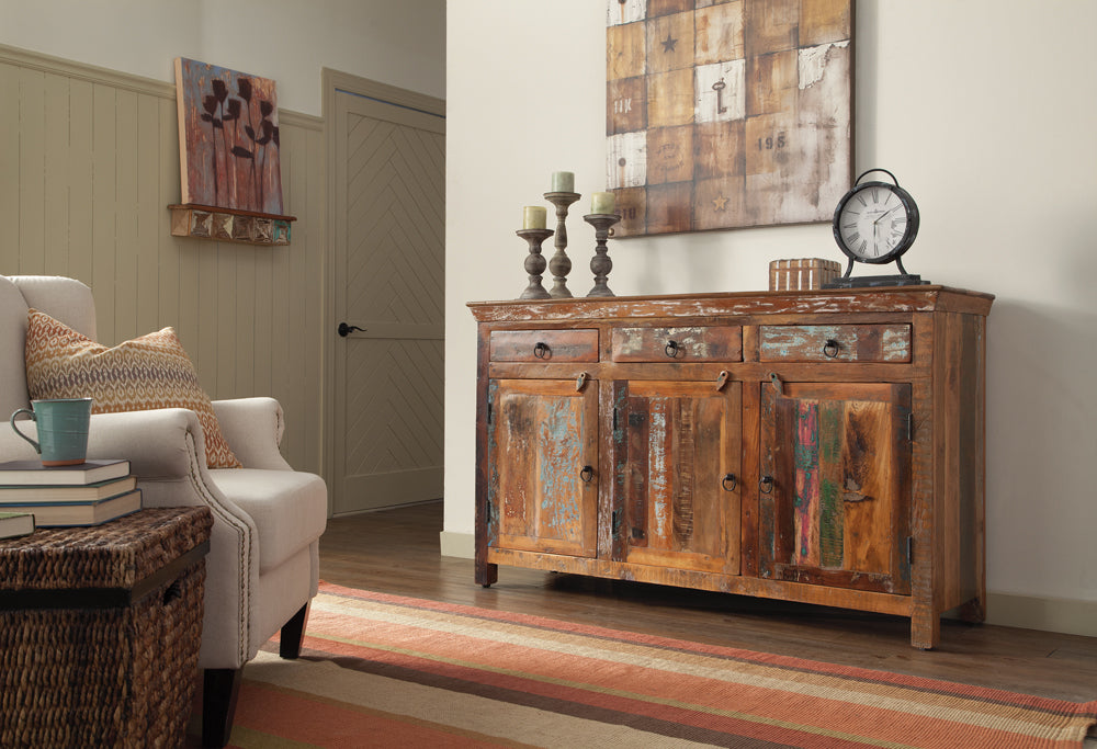 Harper 3-door Solid Reclaimed Wood Accent Cabinet Brown - Tampa Furniture Outlet