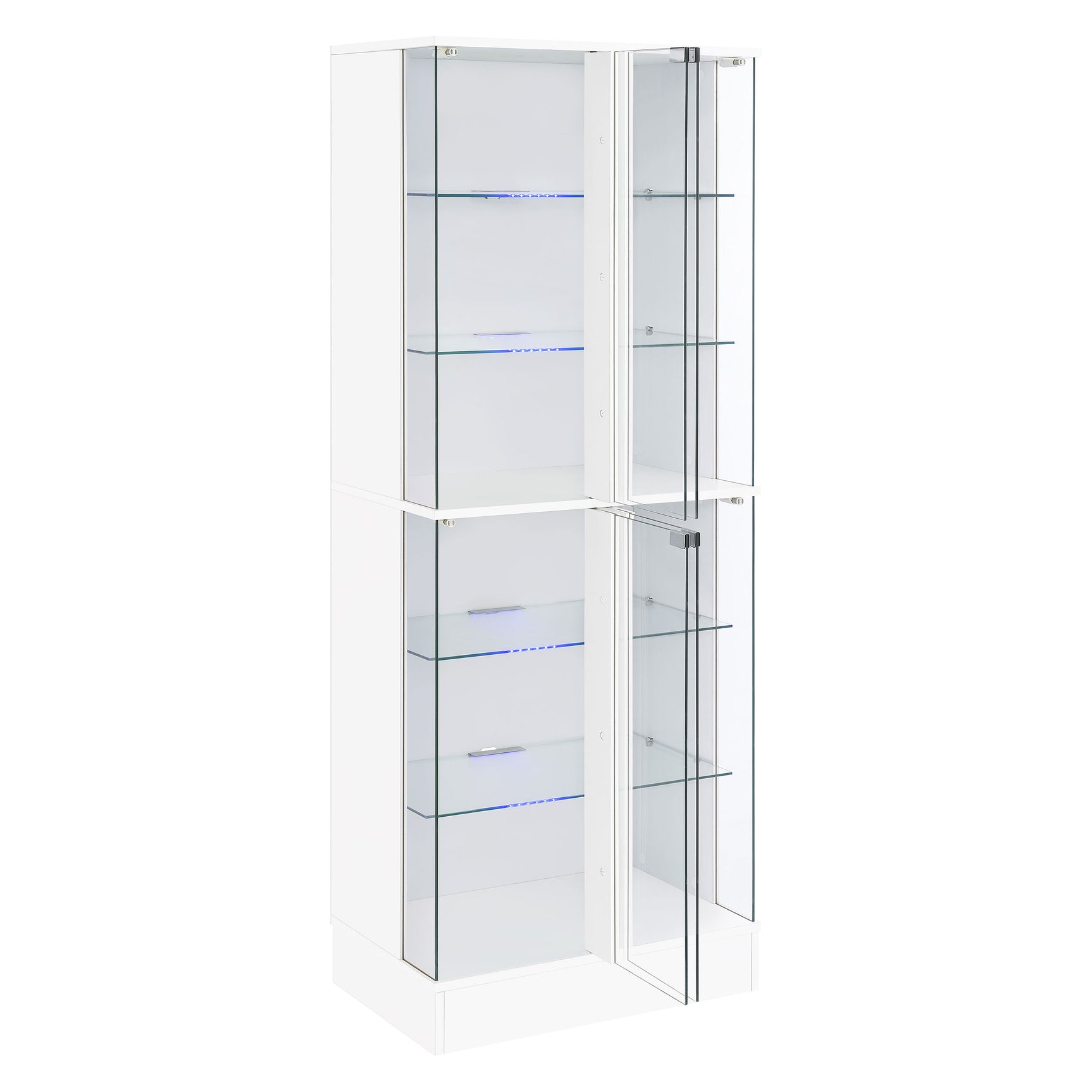 Cabra 4-door LED Curio Display Cabinet White High Gloss - Tampa Furniture Outlet