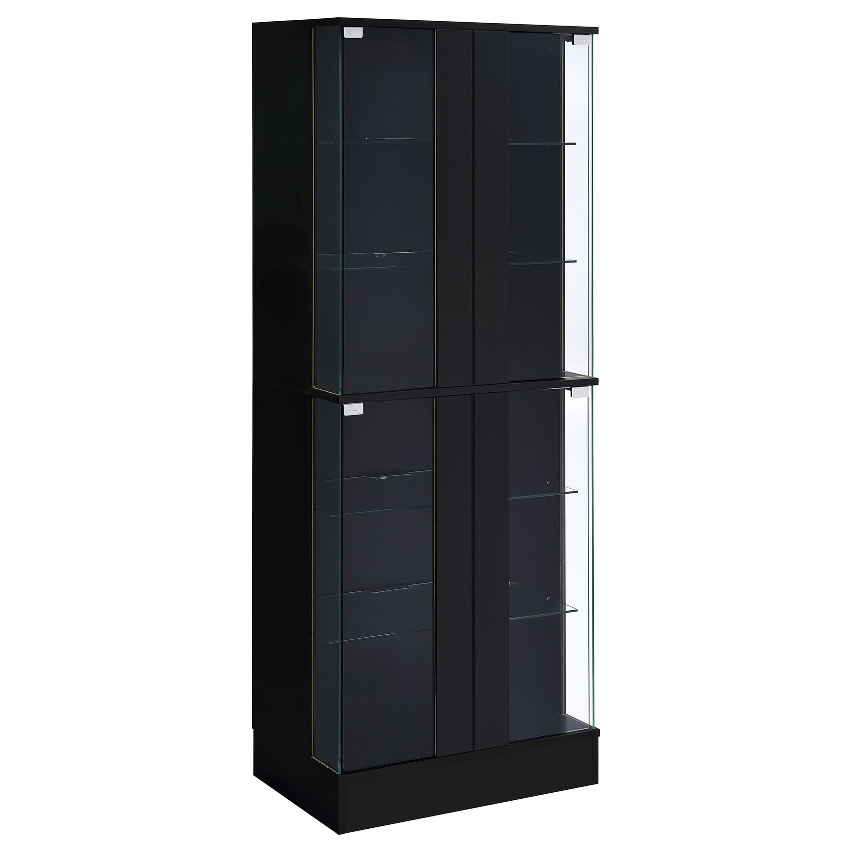 Tampa Furniture Outlet - Coaster - Cabra 4-door LED Curio Display Cabinet Black High Gloss - 950398