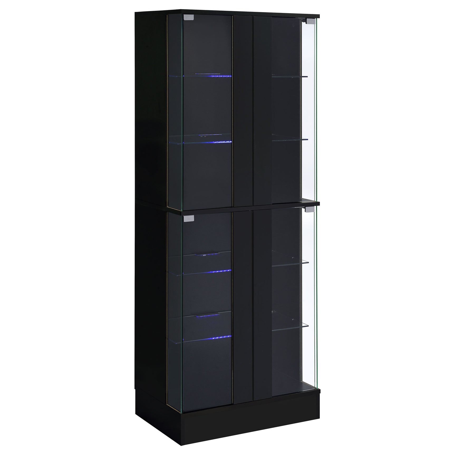 Cabra 4-door LED Curio Display Cabinet Black High Gloss - Tampa Furniture Outlet