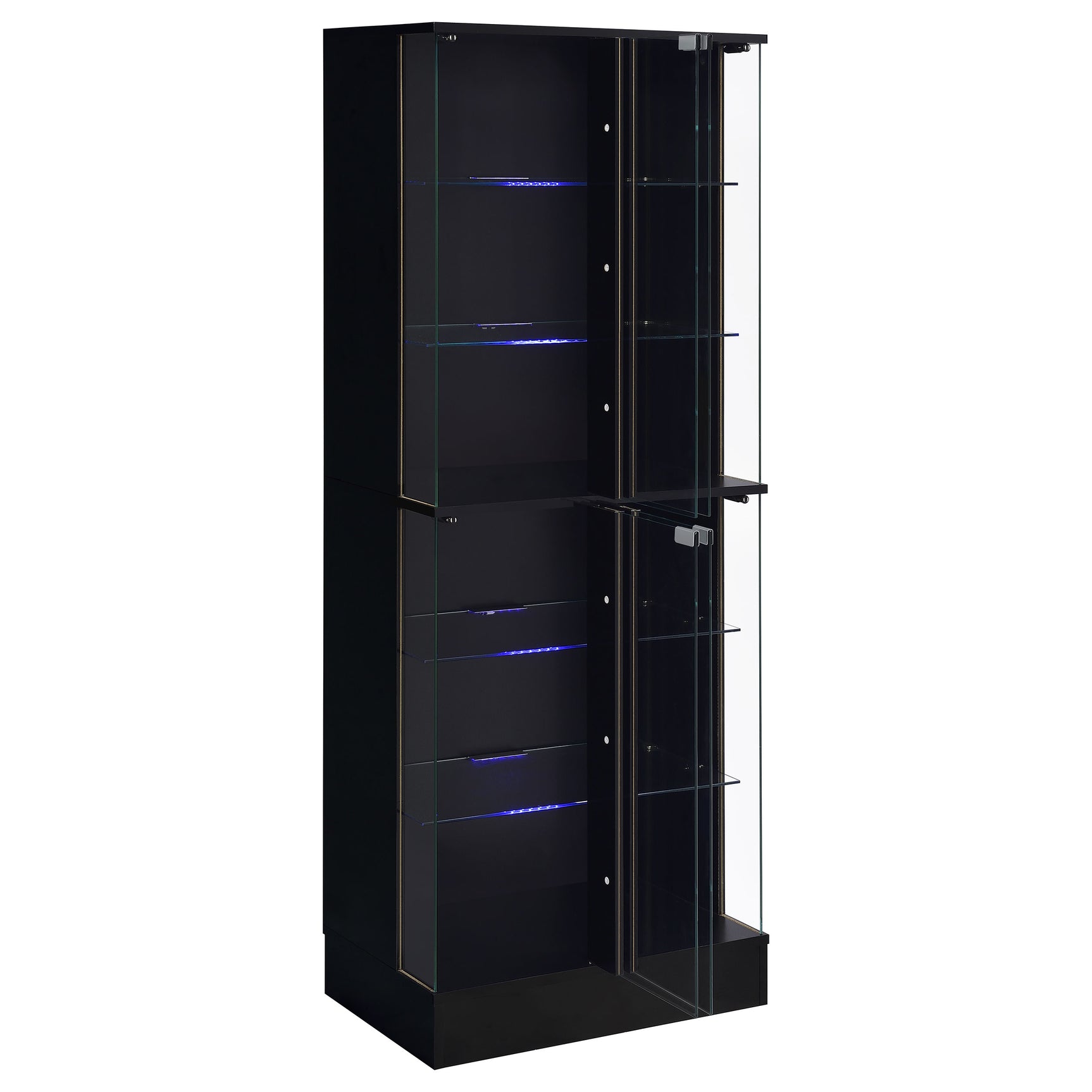 Cabra 4-door LED Curio Display Cabinet Black High Gloss - Tampa Furniture Outlet