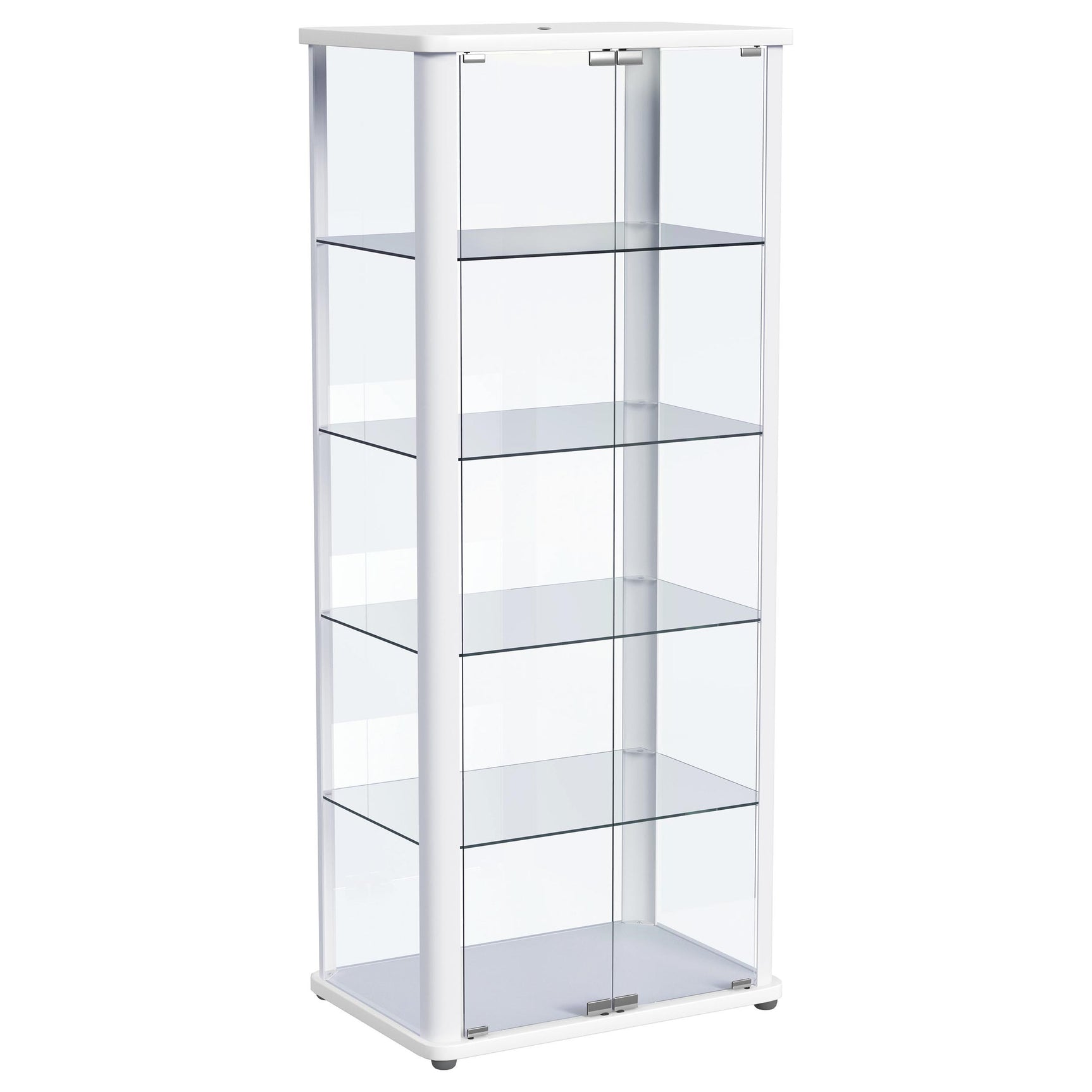 Aero 5-shelf Display Curio Cabinet with LED Lighting White - Tampa Furniture Outlet