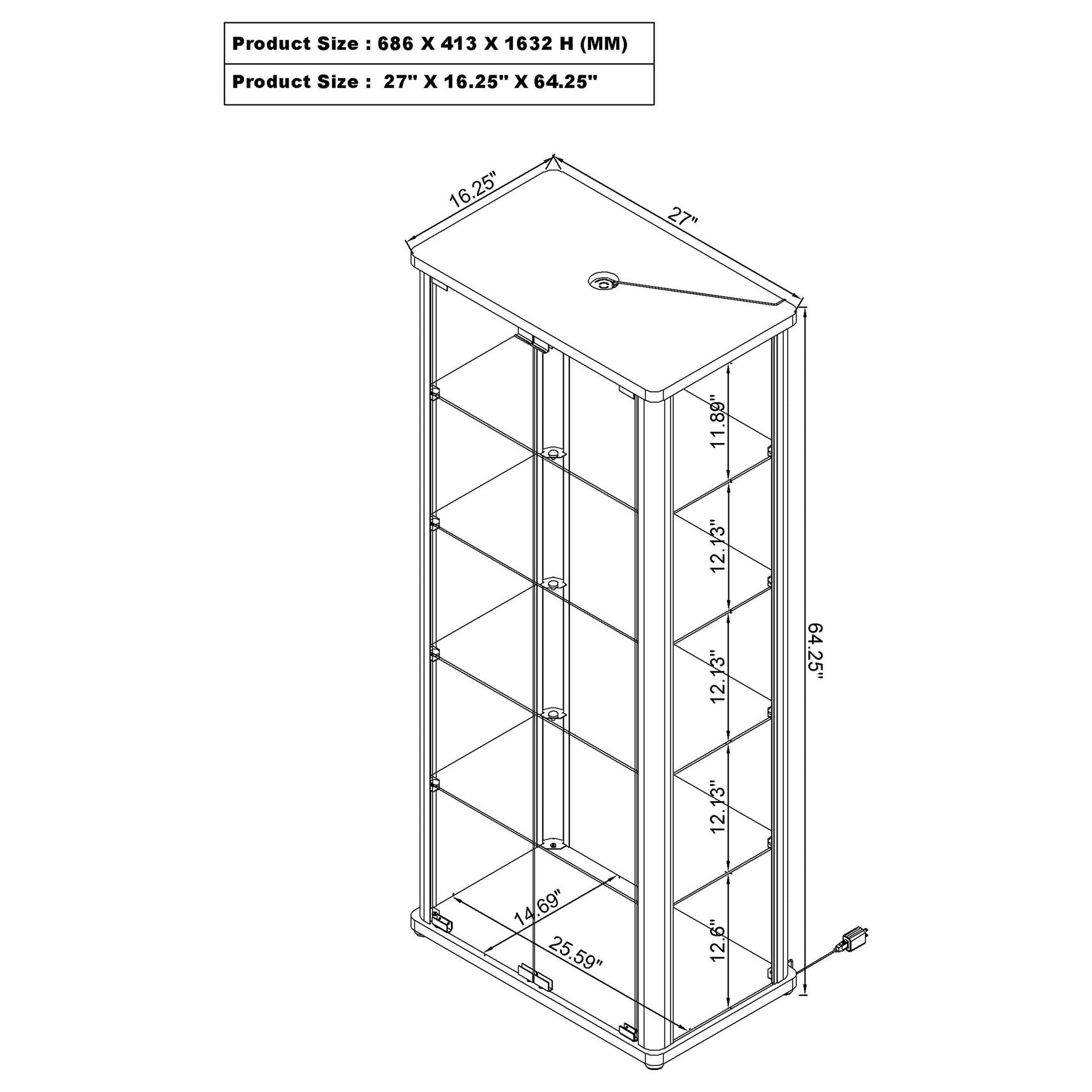 Aero 5-shelf Display Curio Cabinet with LED Lighting White - Tampa Furniture Outlet