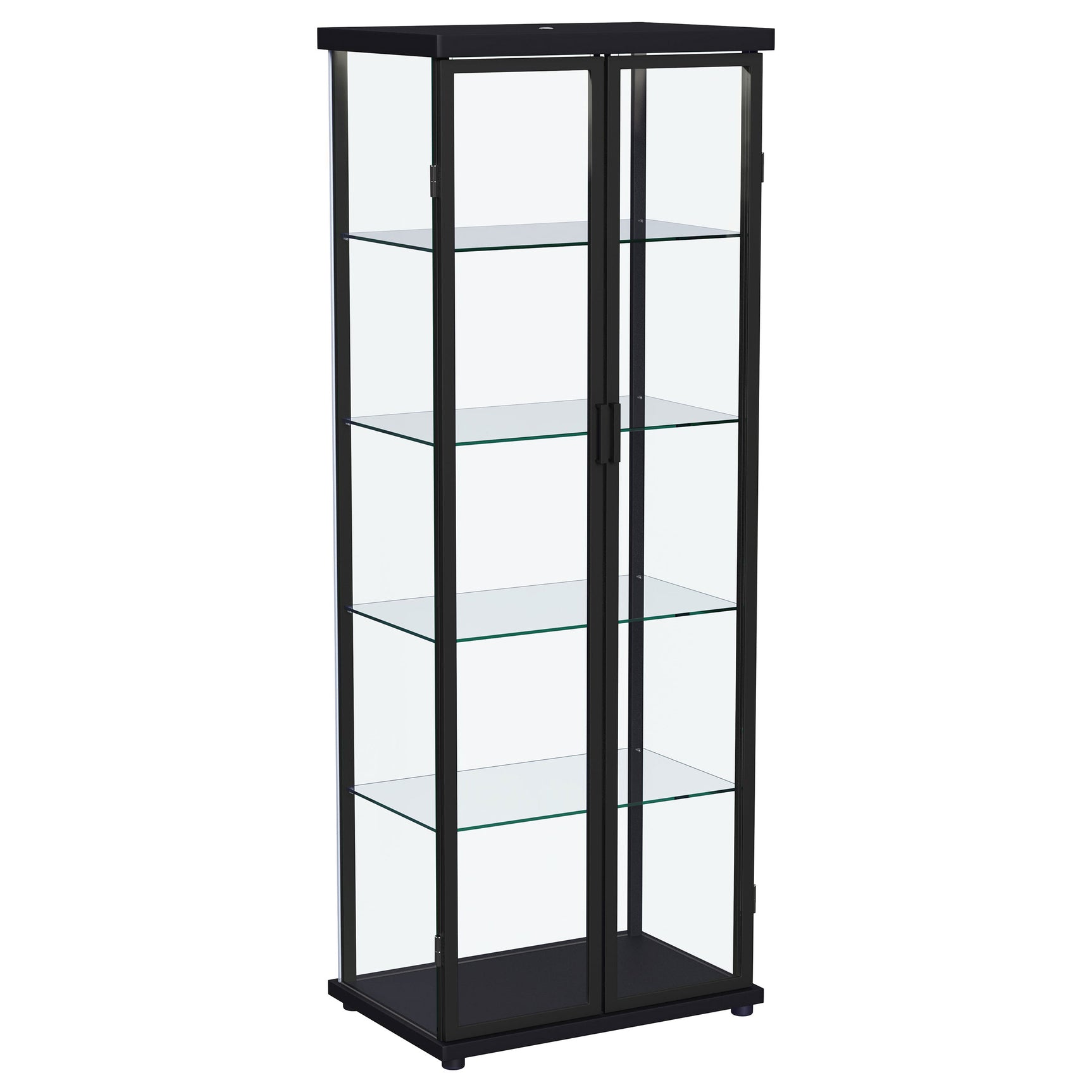 Aero 4-shelf Display Curio Cabinet with LED Lighting Black - Tampa Furniture Outlet