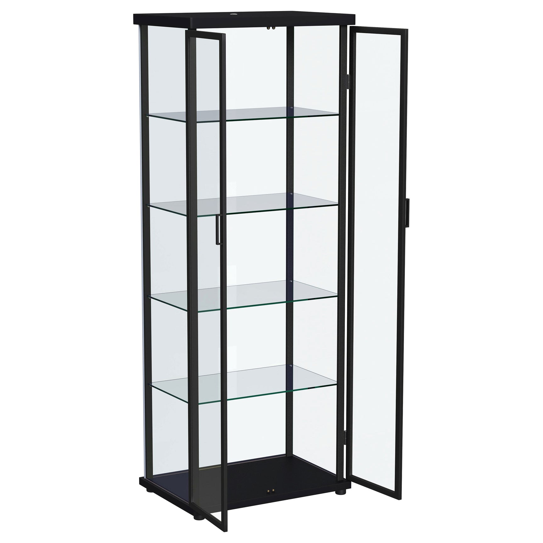Aero 4-shelf Display Curio Cabinet with LED Lighting Black - Tampa Furniture Outlet