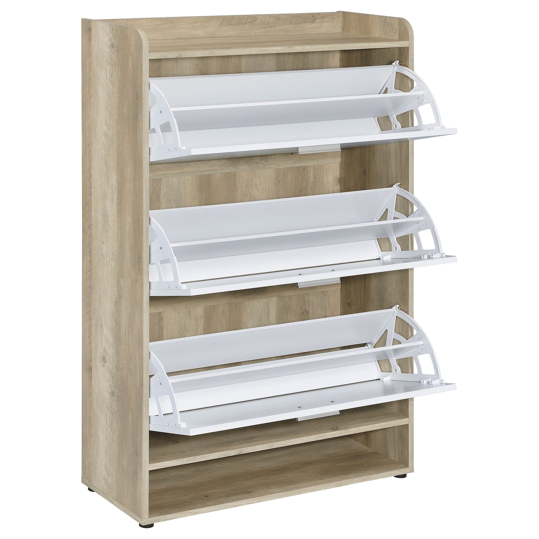 Denia 3-tier Engineered Wood Shoe Cabinet White - Tampa Furniture Outlet