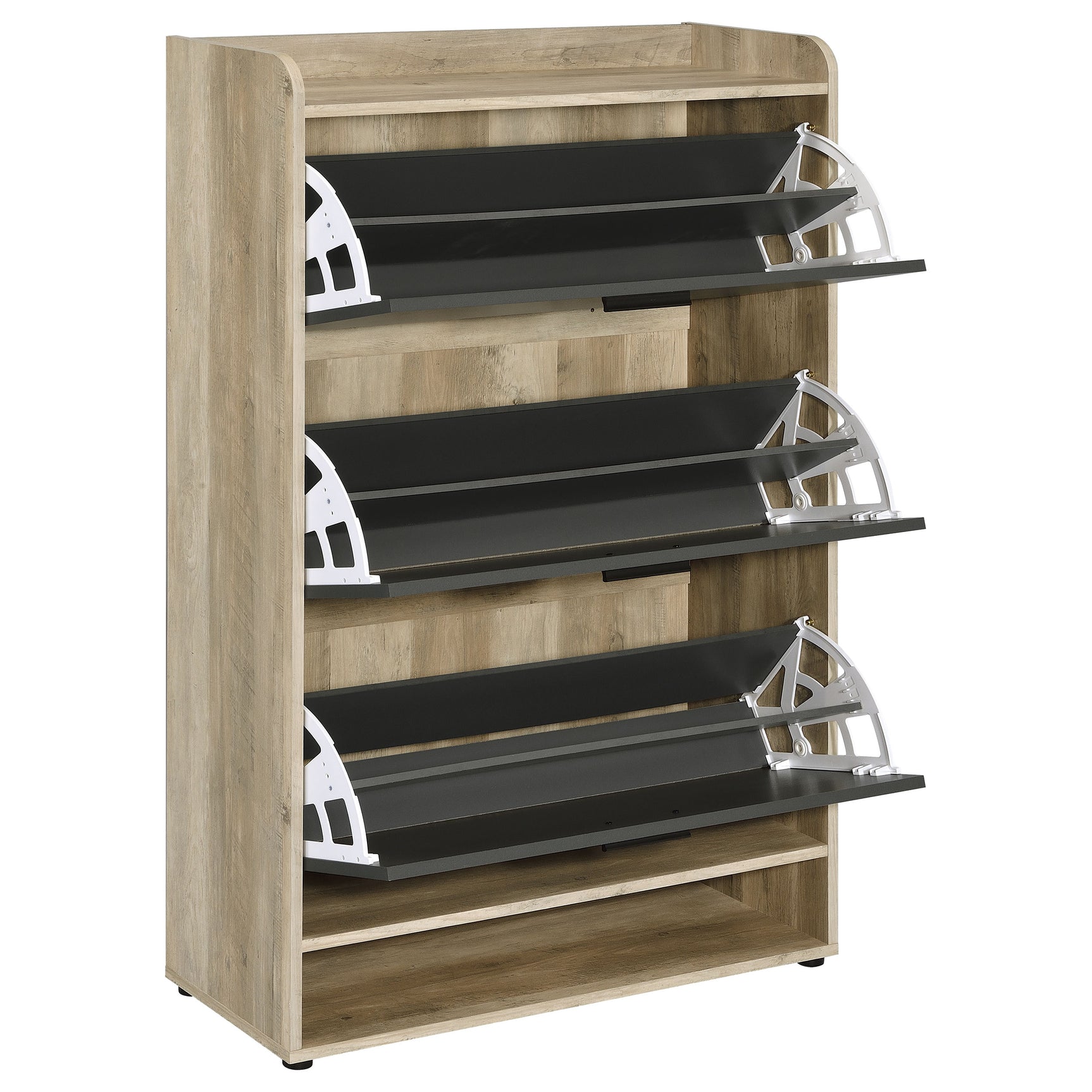 Denia 3-tier Engineered Wood Shoe Cabinet Grey - Tampa Furniture Outlet