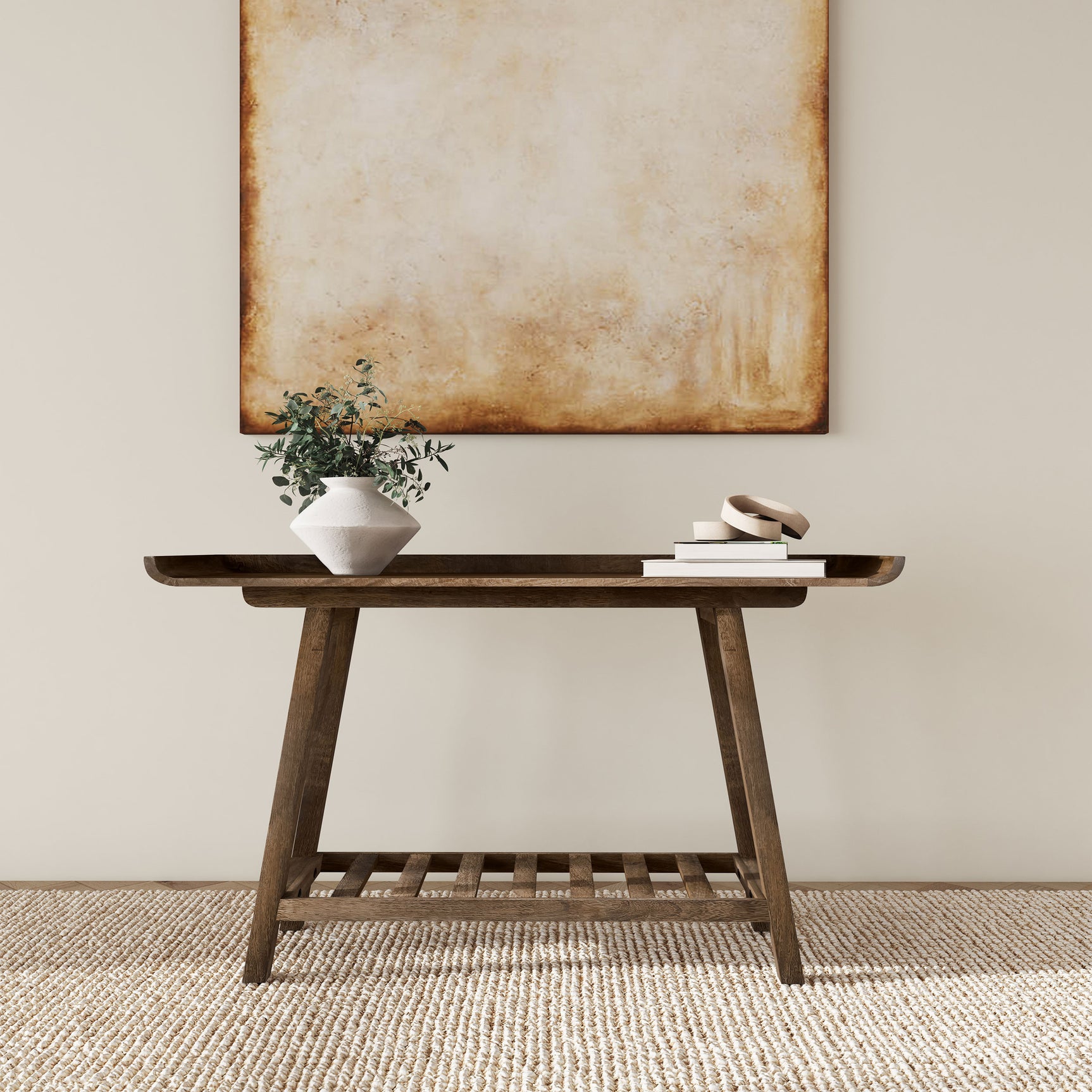 Ornelas 46-inch Console Table with Slatted Shelf Mango Brown - Tampa Furniture Outlet