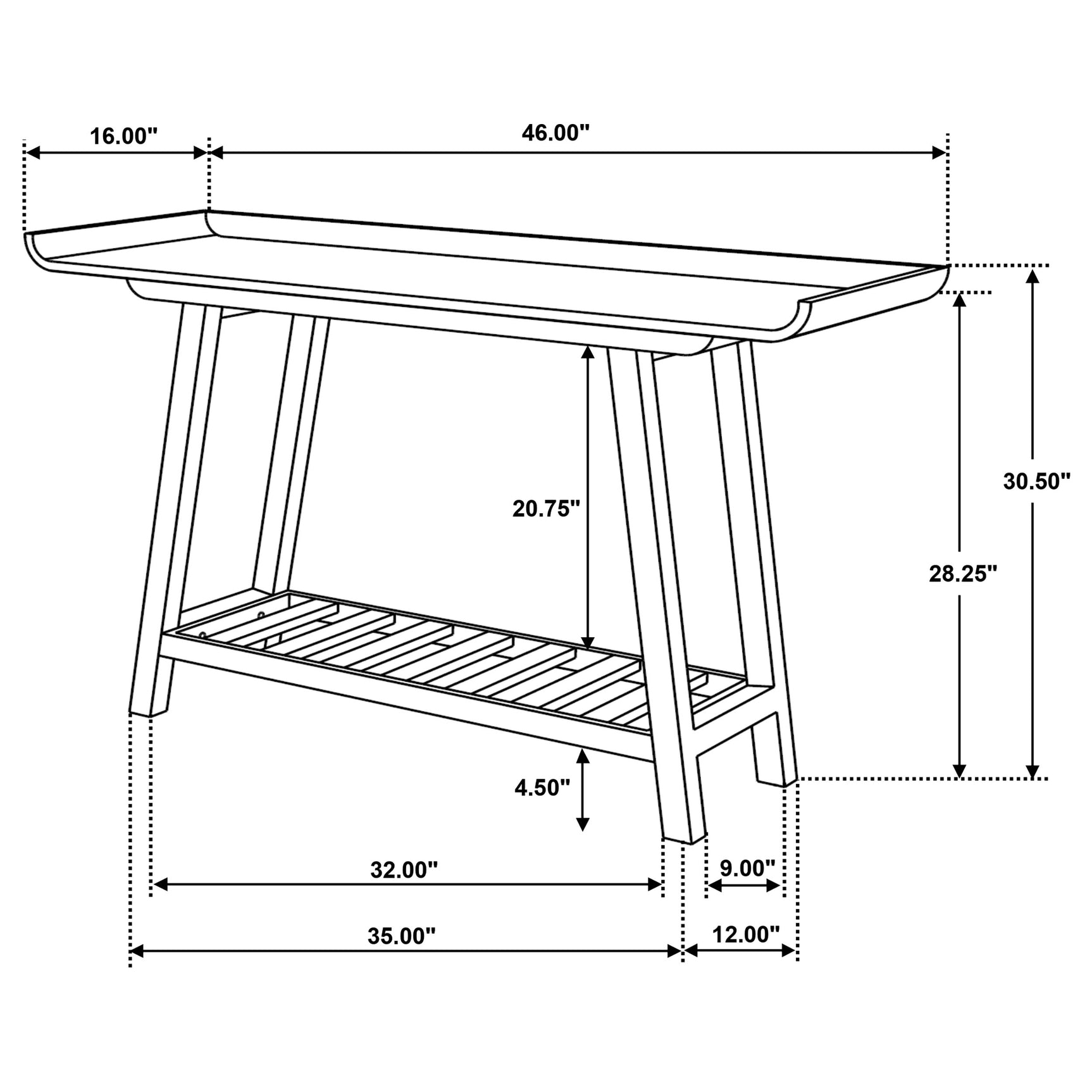 Ornelas 46-inch Console Table with Slatted Shelf Mango Brown - Tampa Furniture Outlet