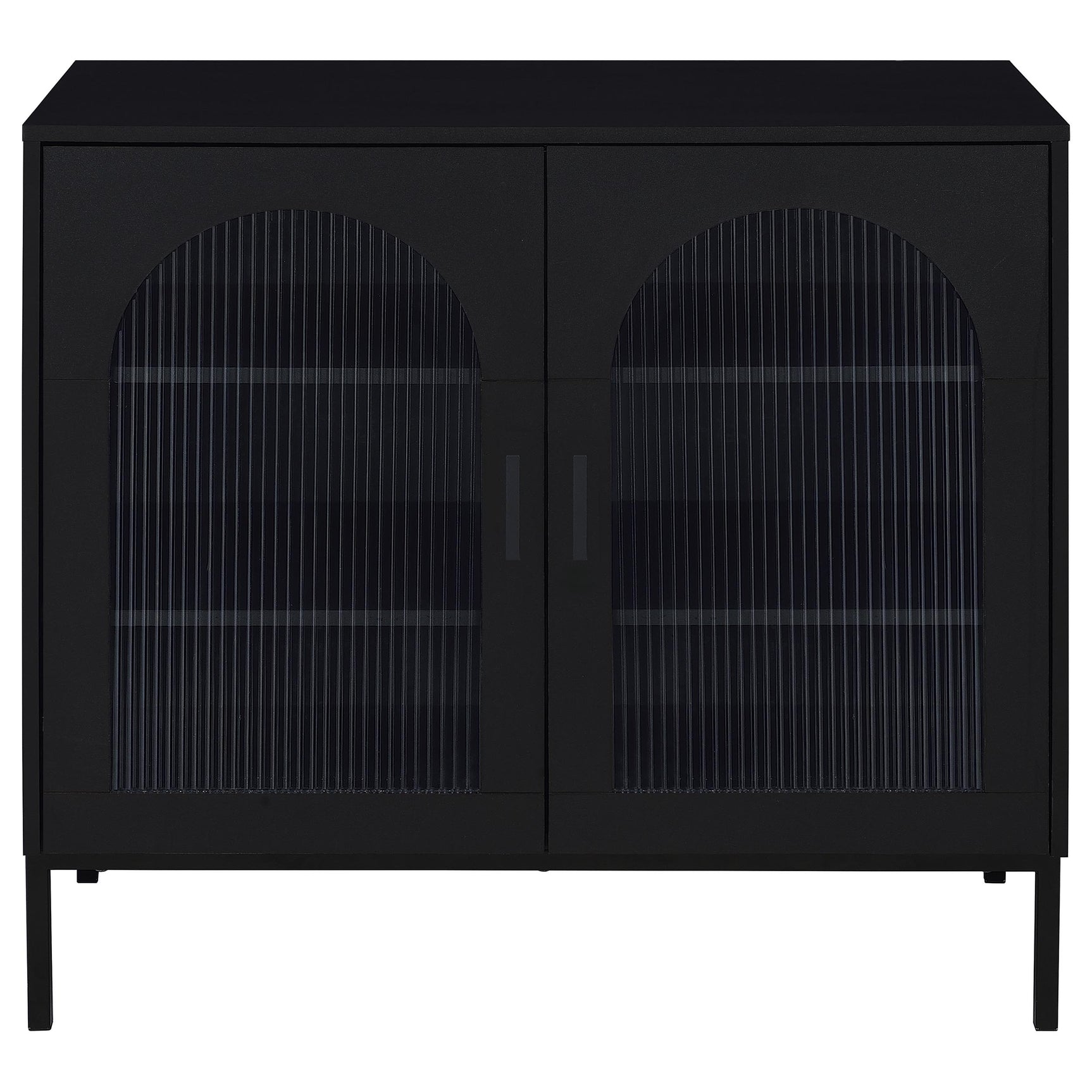 Jess 2-door Arched Fluted Glass Accent Cabinet Black - Tampa Furniture Outlet