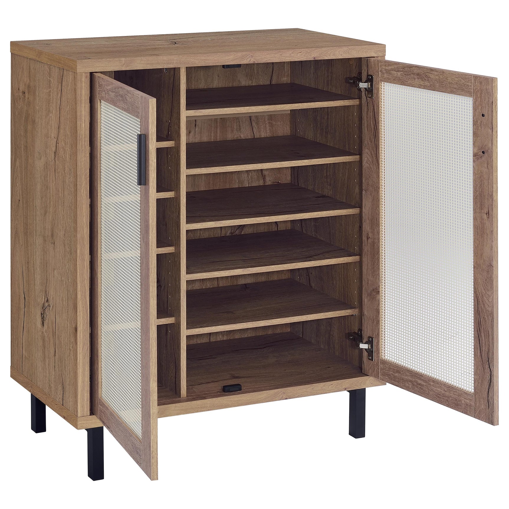 Teller 2-door Shoe Storage Cabinet Natural Oak - Tampa Furniture Outlet