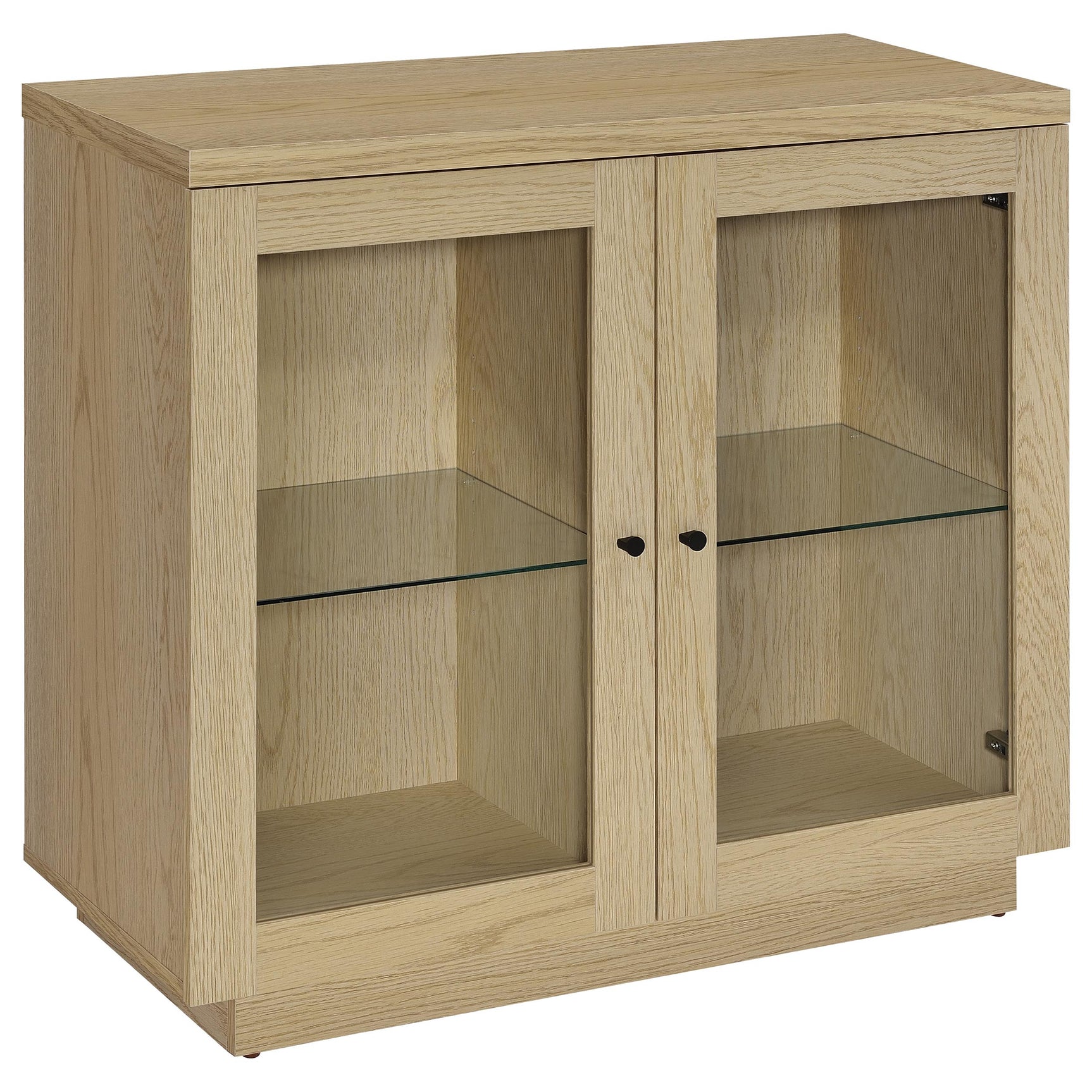 Tampa Furniture Outlet - Coaster - Tilbury 2-door Glass Front Accent Display Cabinet Light Oak - 950429
