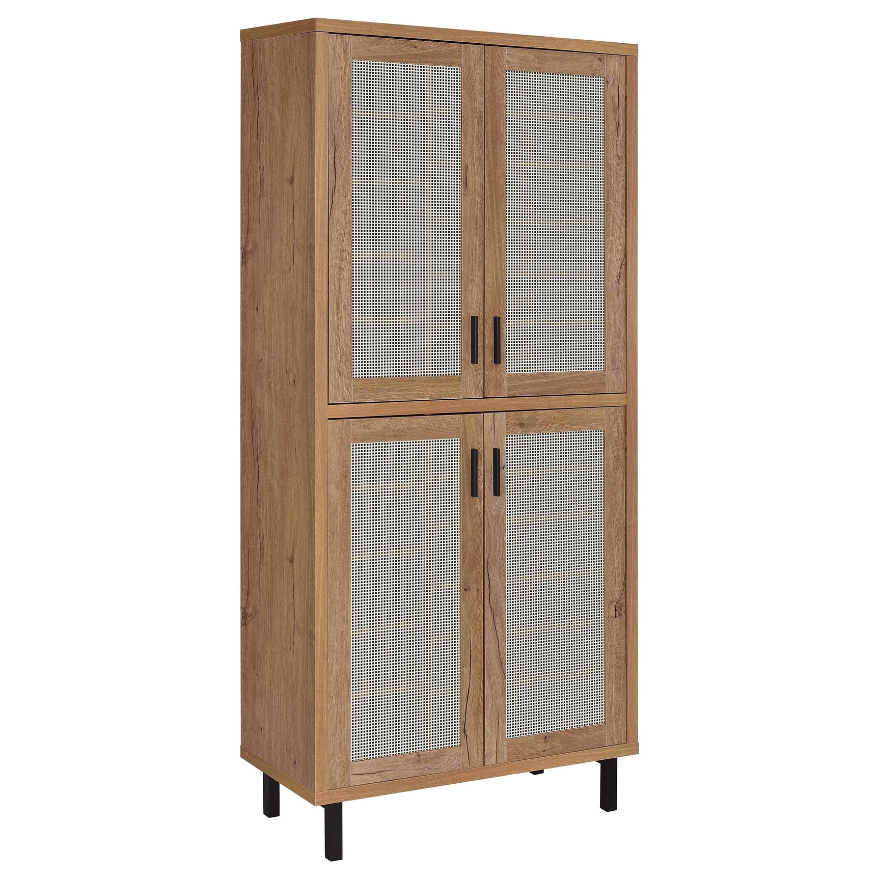 Tampa Furniture Outlet - Coaster - Teller 80-inch 4-door Tall Shoe Storage Cabinet Natural Oak - 950440