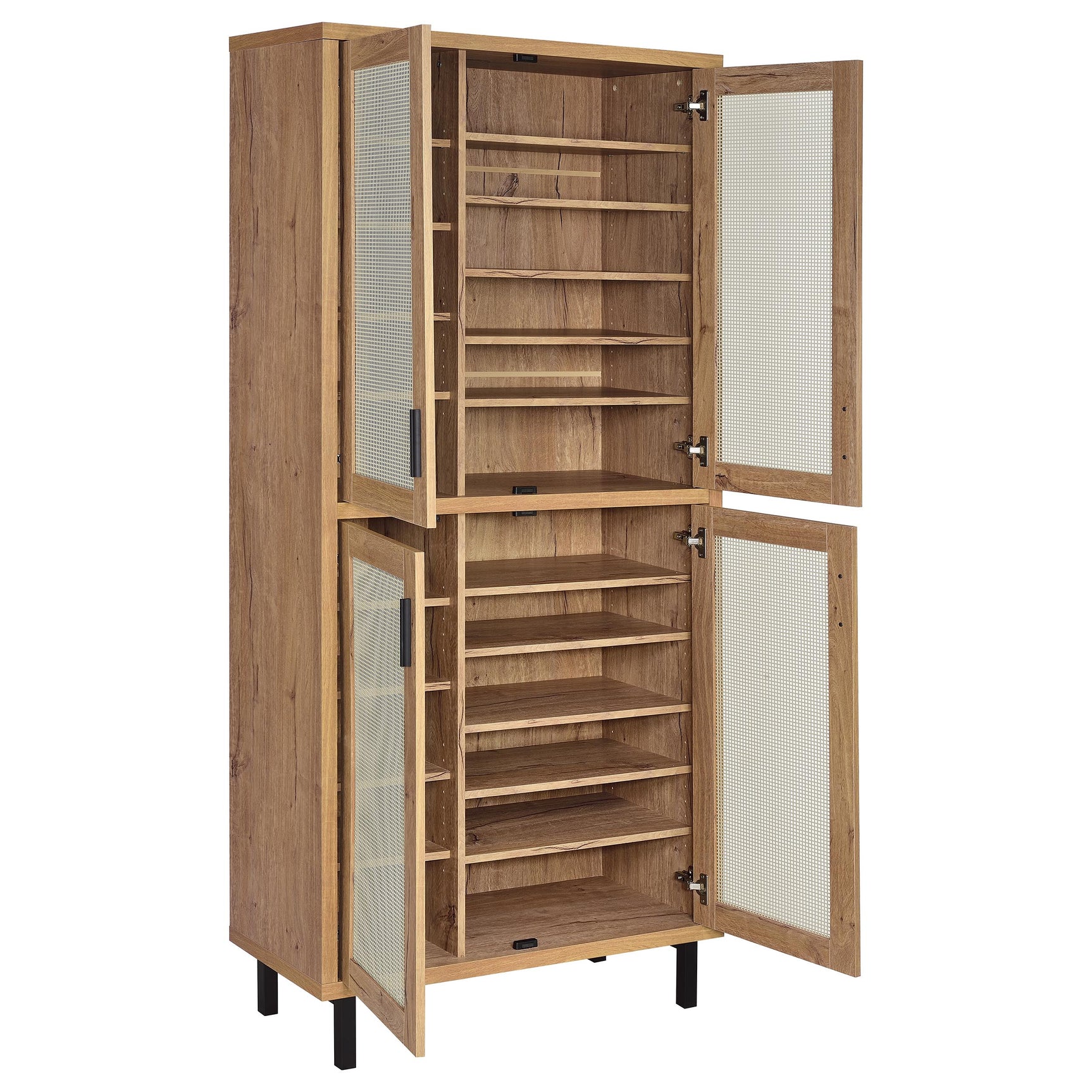 Teller 80-inch 4-door Tall Shoe Storage Cabinet Natural Oak - Tampa Furniture Outlet