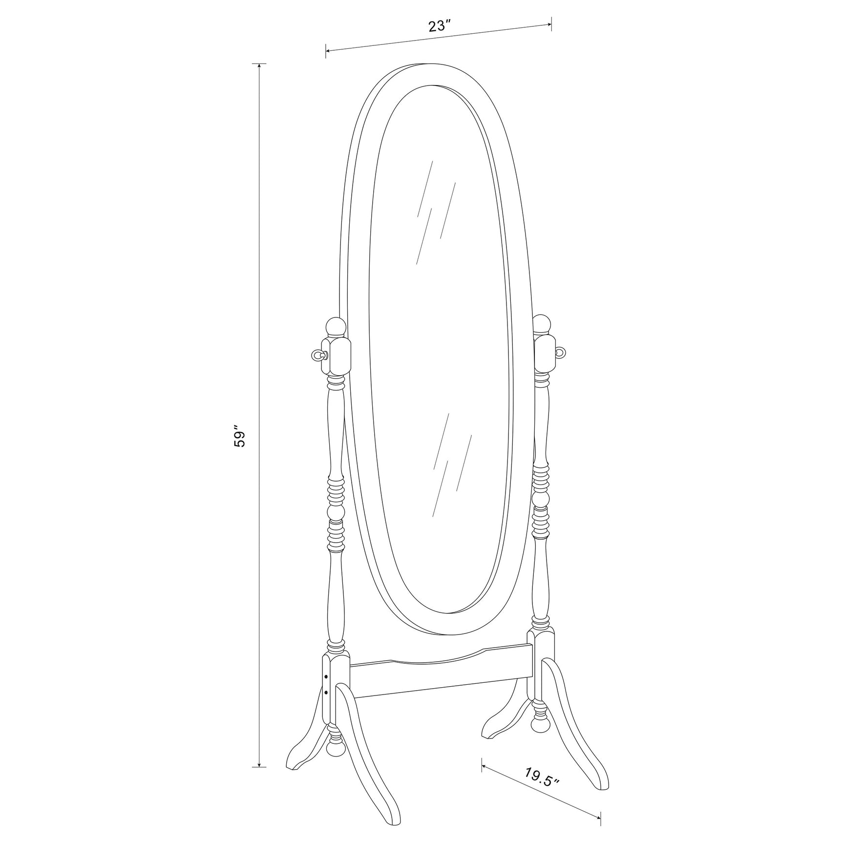 Foyet Wood Adjustable Full Length Cheval Mirror White