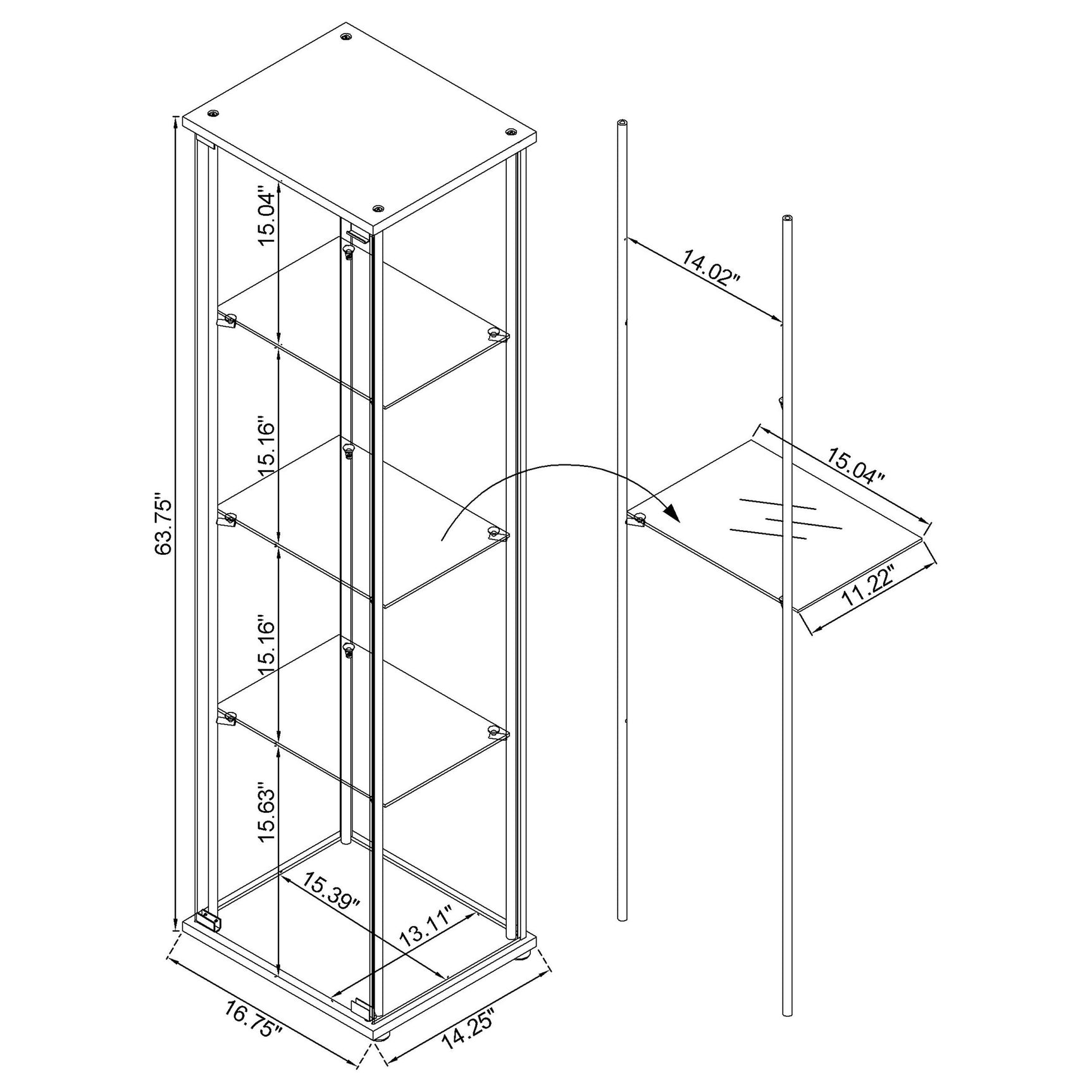 Bellatrix 3-shelf Clear Glass Curio Cabinet White - Tampa Furniture Outlet