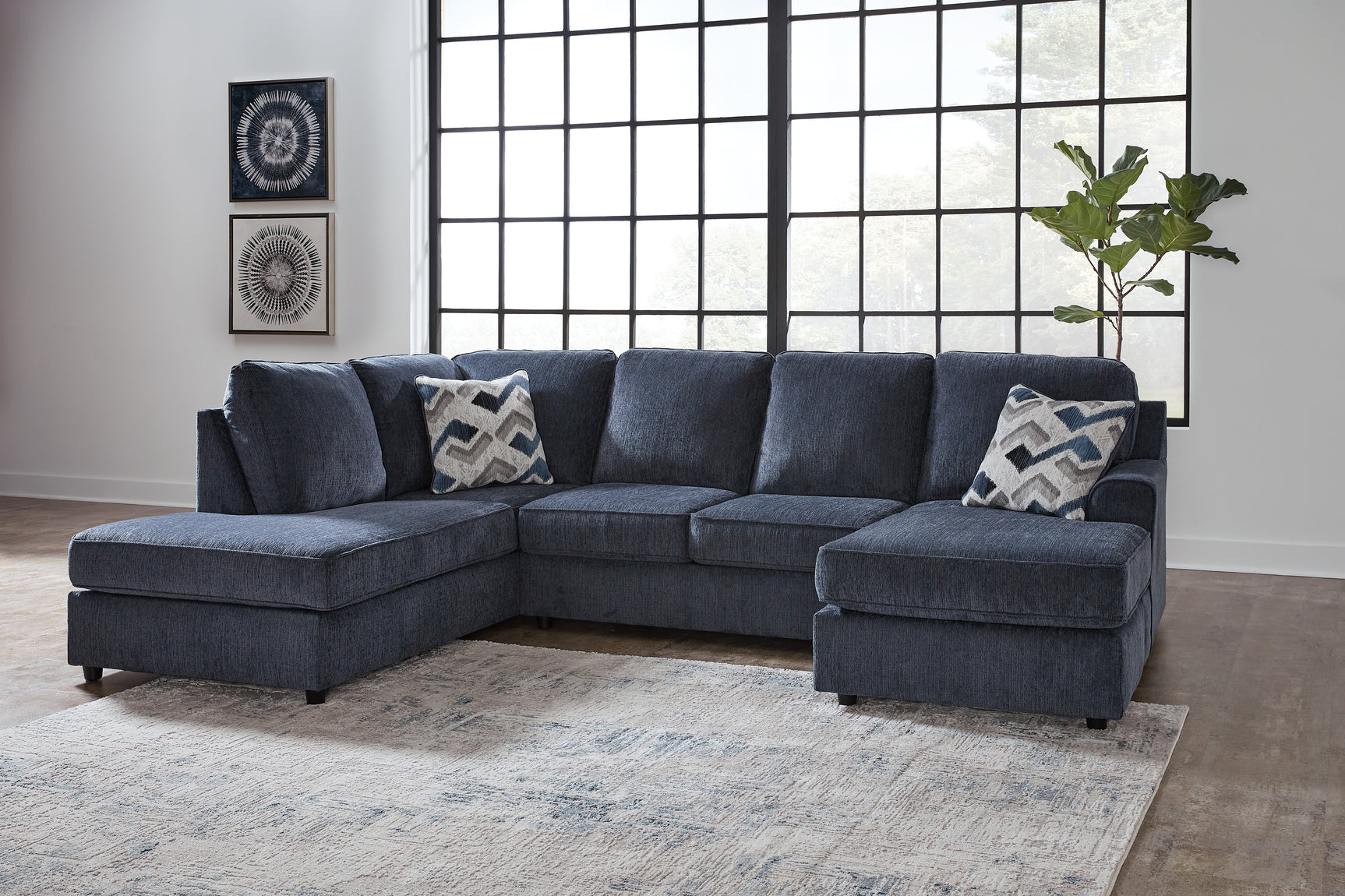Tampa Furniture Outlet - Ashley Furniture - Albar Place Sectional - LAF 2-Piece Sectional / Cobalt - 95302S1