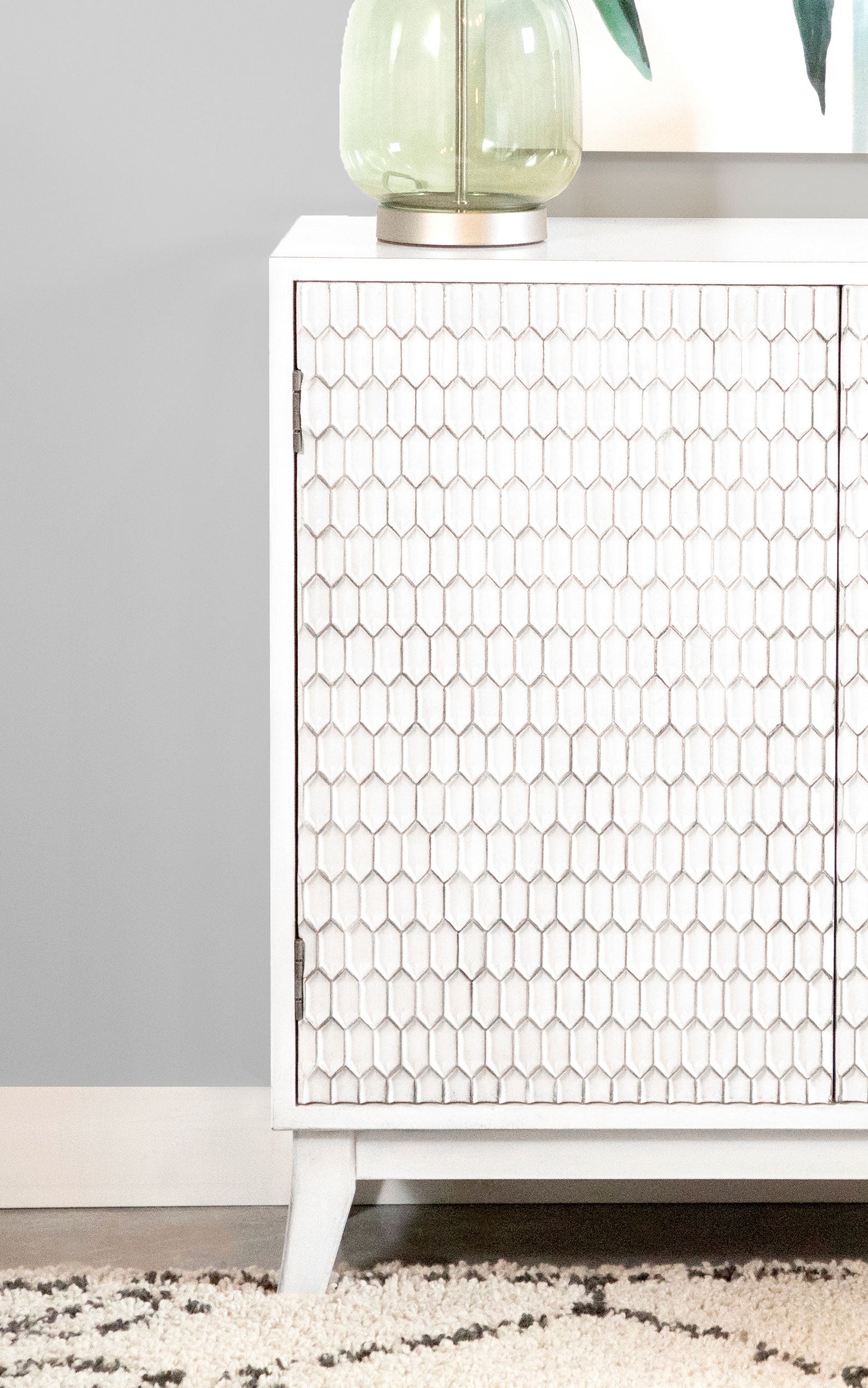 Gambon 2-door Wood Honeycomb Pattern Accent Cabinet White - Tampa Furniture Outlet