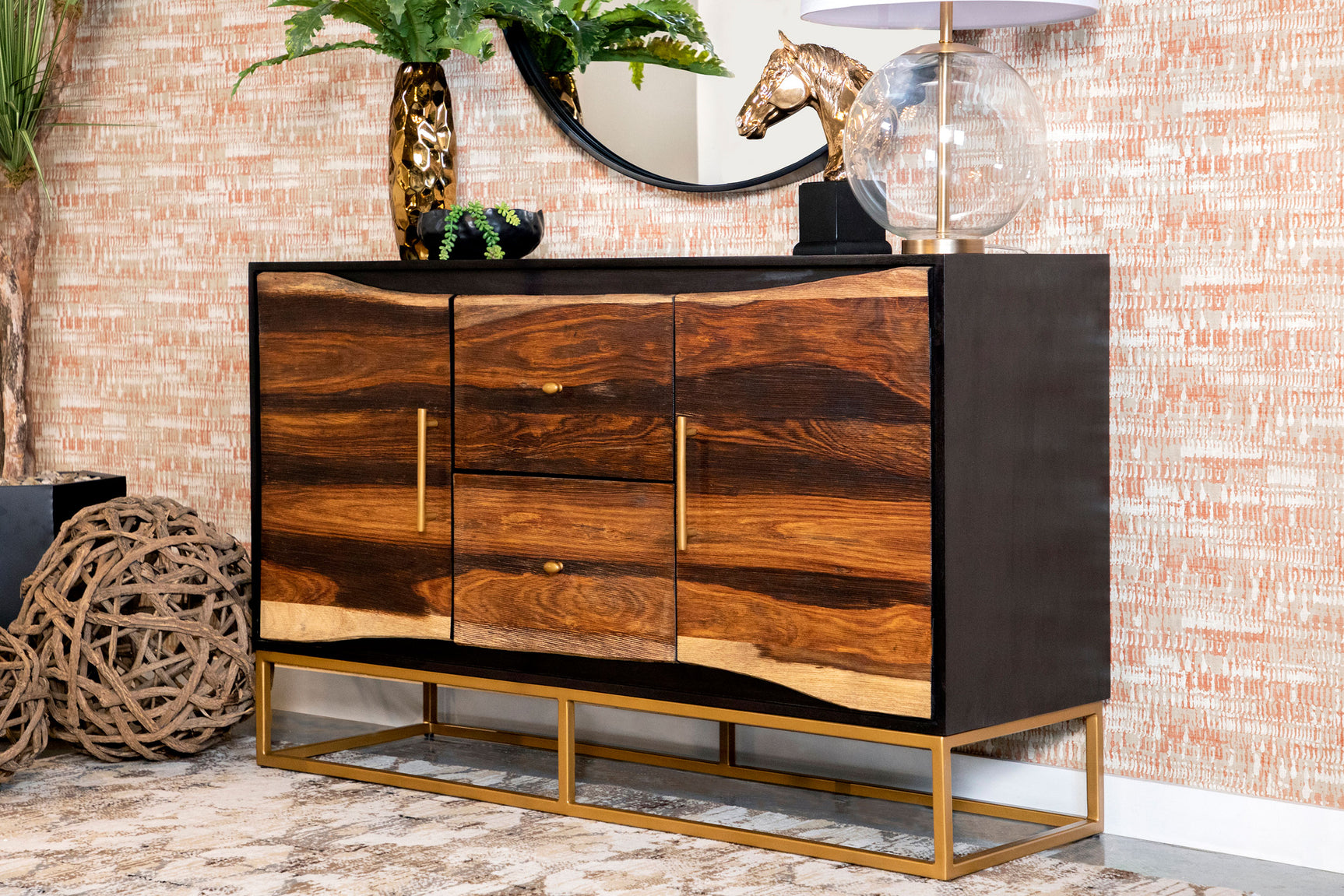 Zara 2-door 57-inch Wood Accent Storage Cabinet Black Walnut - Tampa Furniture Outlet