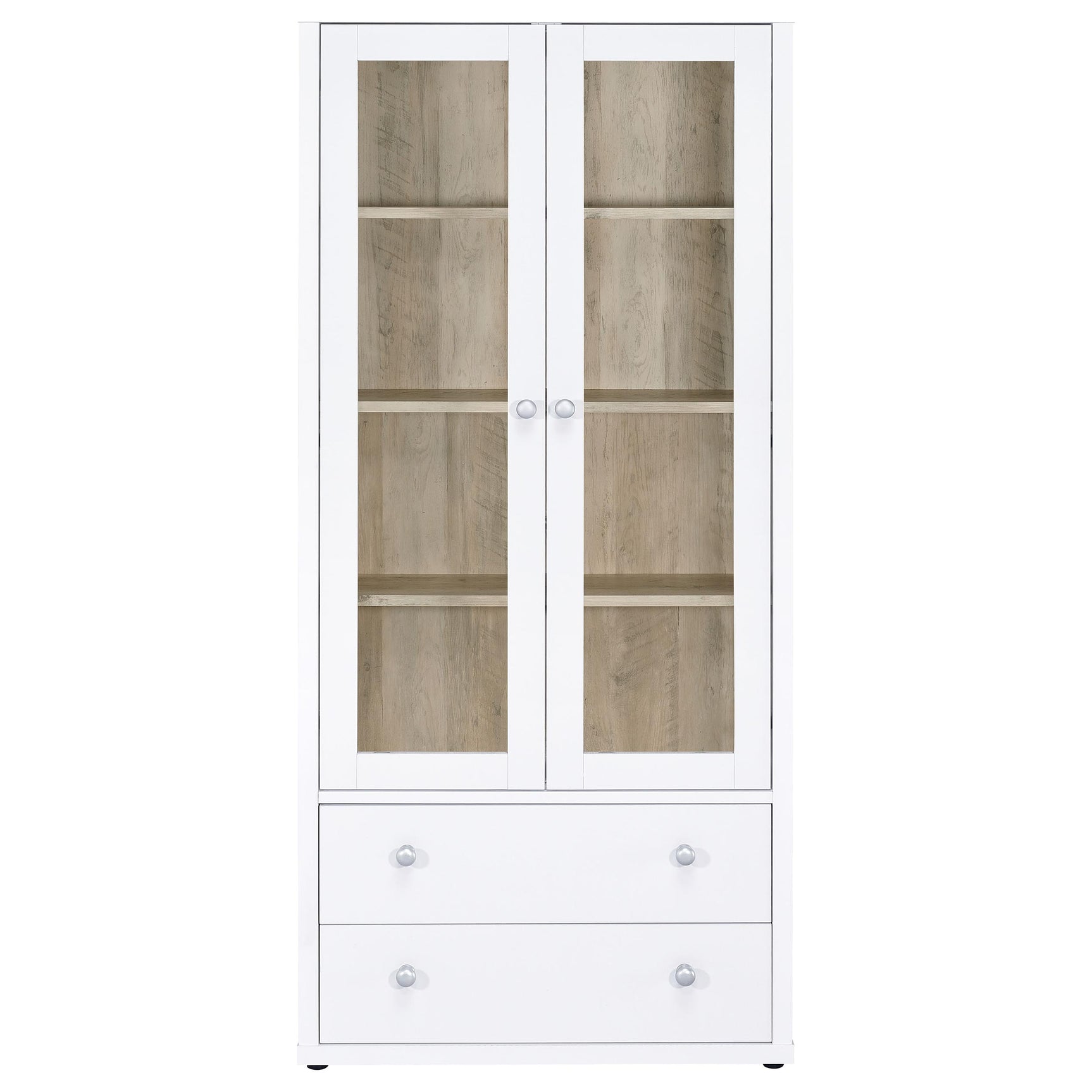 Hawthorne 4-shelf Glass Door Tall Cabinet with Drawers White - Tampa Furniture Outlet