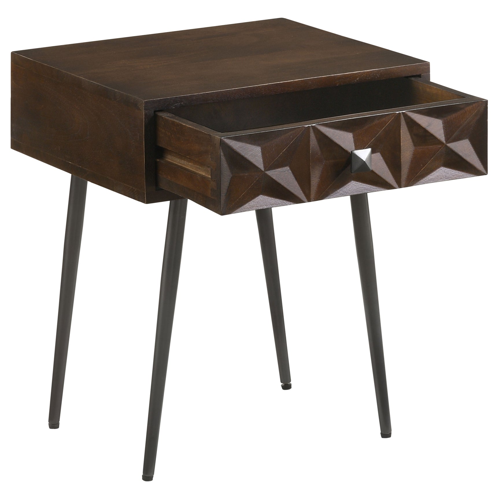 Ezra 1-drawer Rectangular Accent Side Table Coffee Brown - Tampa Furniture Outlet