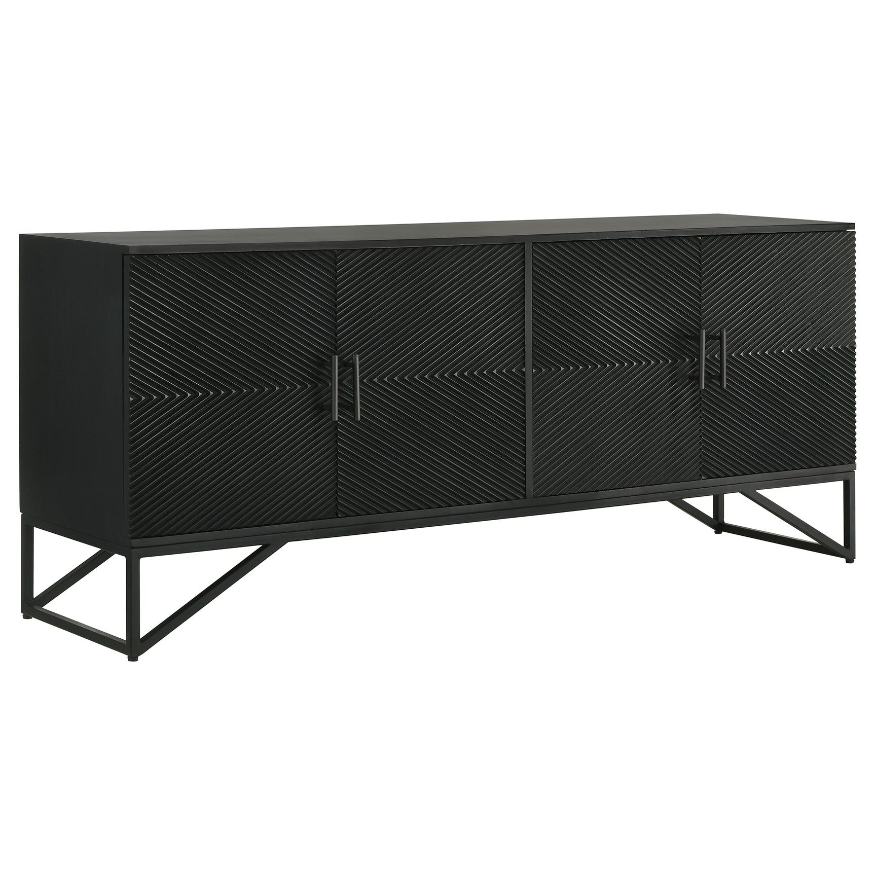 Tampa Furniture Outlet - Coaster - Riddell 4-door Wood Reeding Accent Cabinet Matte Black - 959631