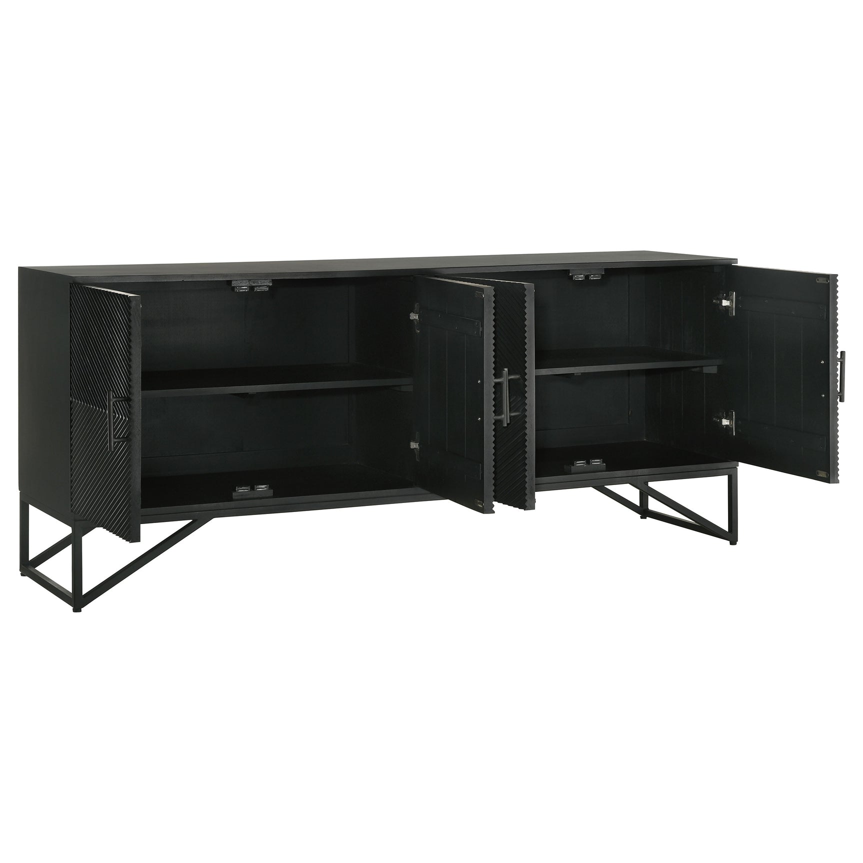 Riddell 4-door Wood Reeding Accent Cabinet Matte Black - Tampa Furniture Outlet
