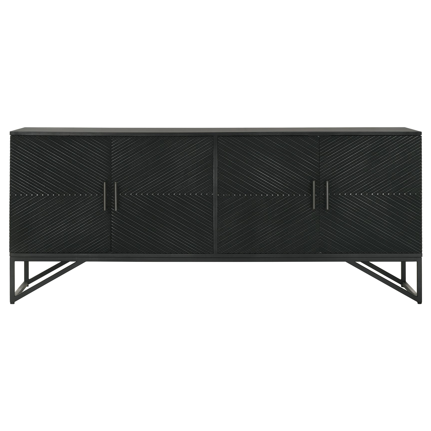 Riddell 4-door Wood Reeding Accent Cabinet Matte Black - Tampa Furniture Outlet