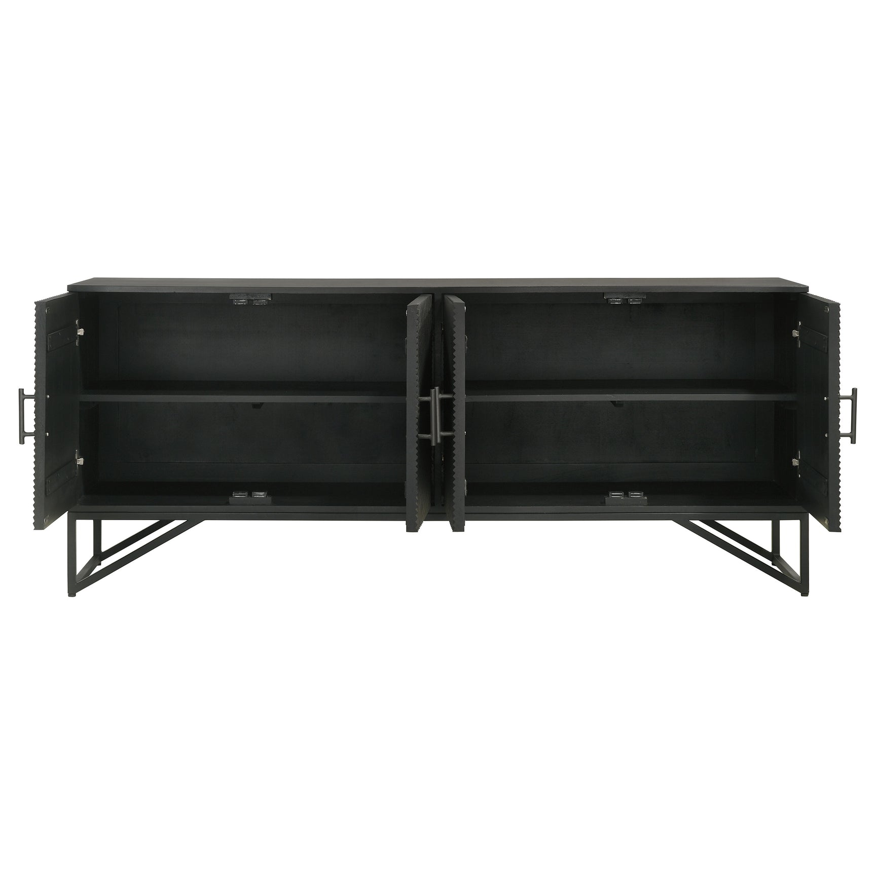 Riddell 4-door Wood Reeding Accent Cabinet Matte Black - Tampa Furniture Outlet