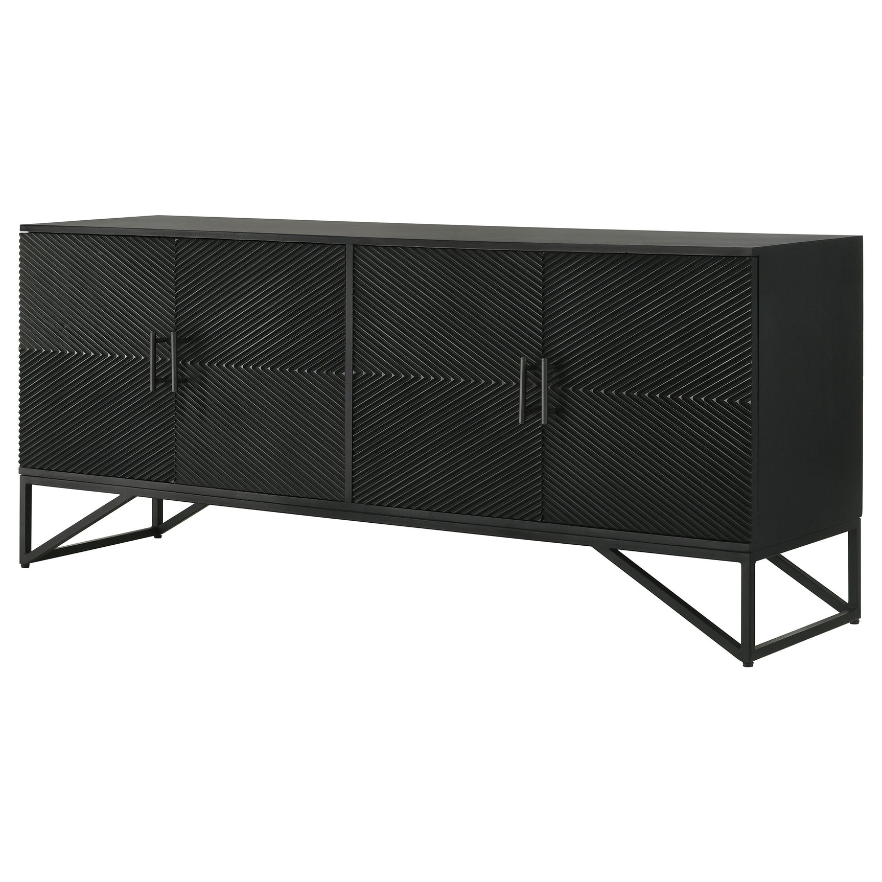 Riddell 4-door Wood Reeding Accent Cabinet Matte Black - Tampa Furniture Outlet