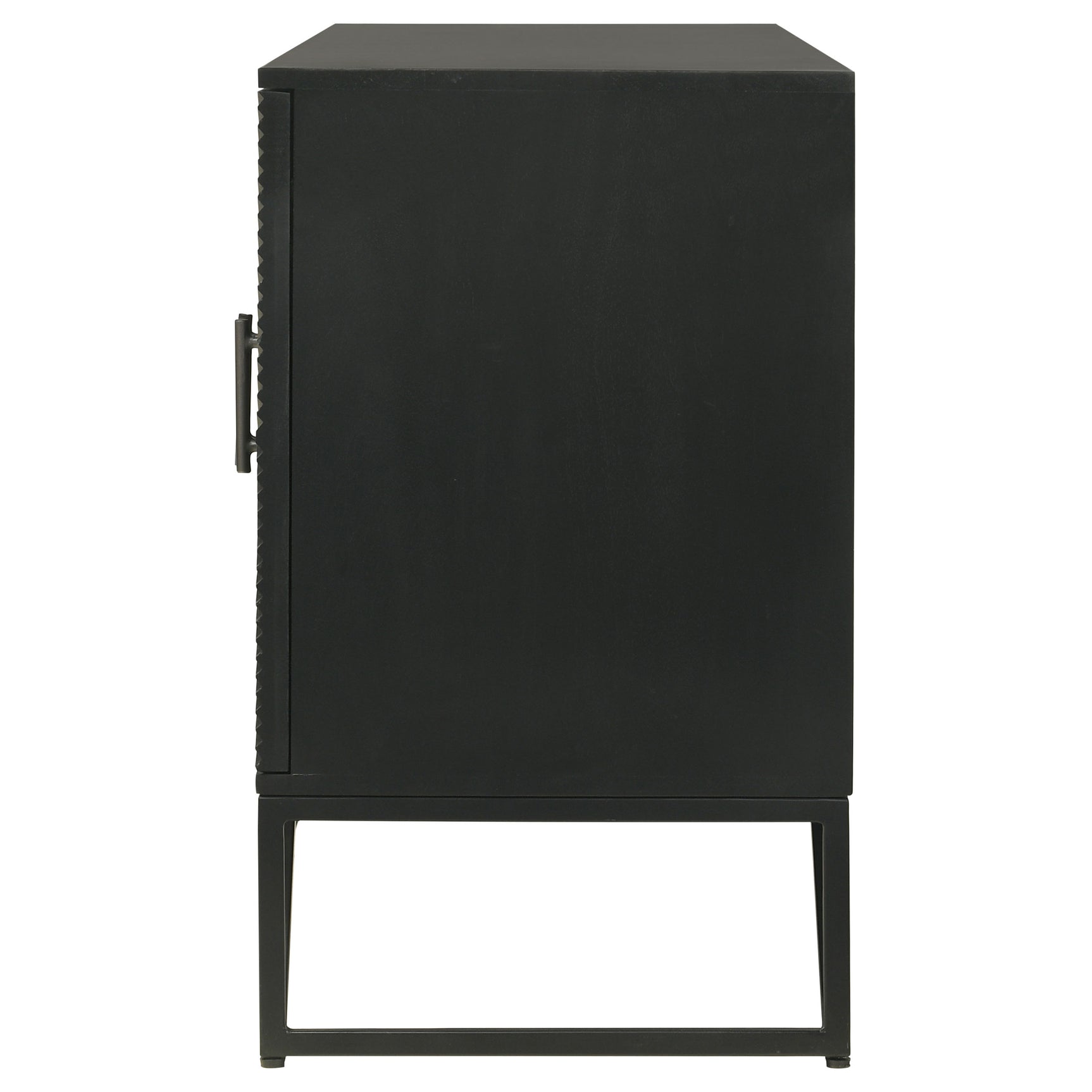 Riddell 4-door Wood Reeding Accent Cabinet Matte Black - Tampa Furniture Outlet