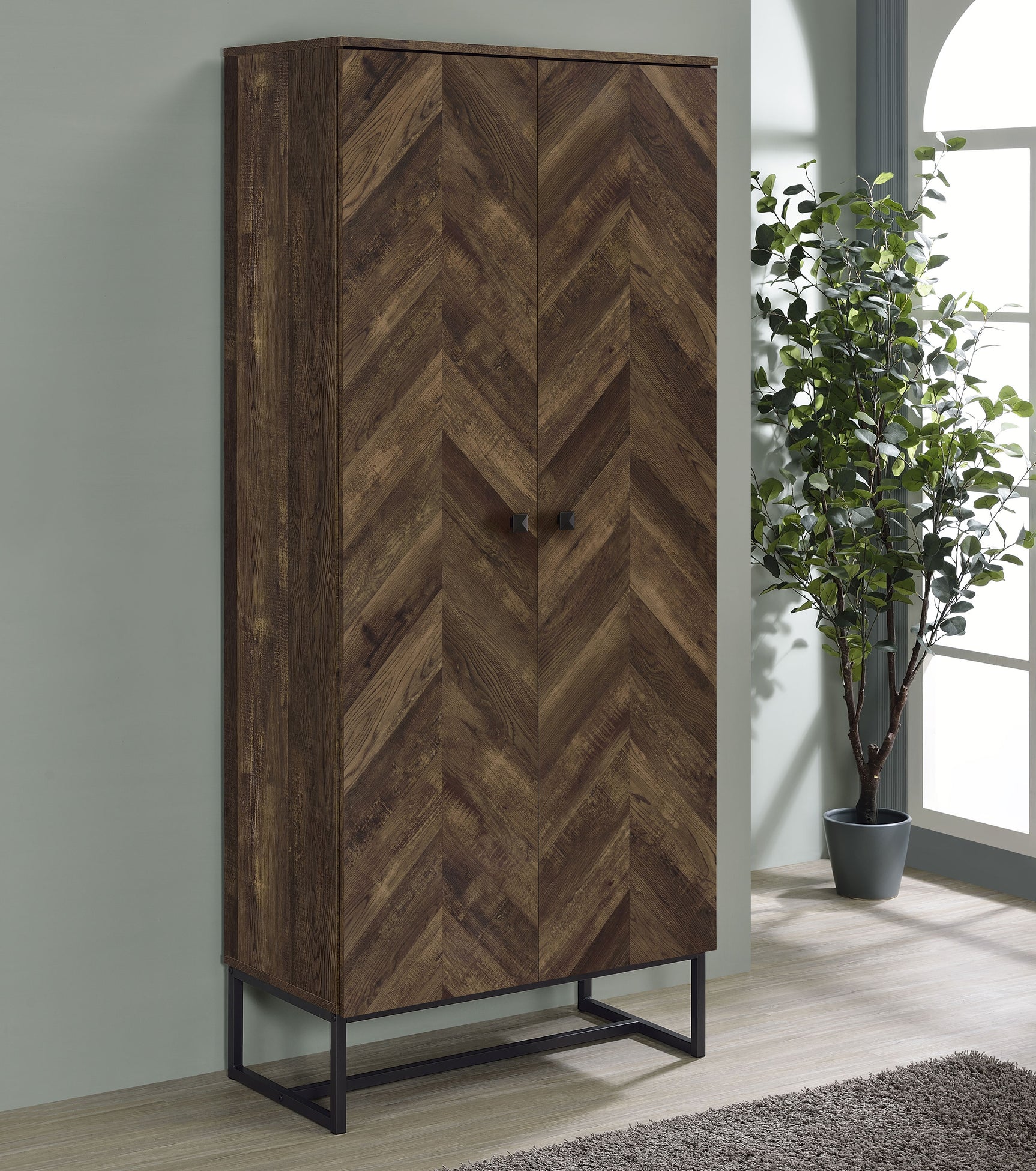 Carolyn 2-door Engineered Wood Accent Cabinet Rustic Oak - Tampa Furniture Outlet