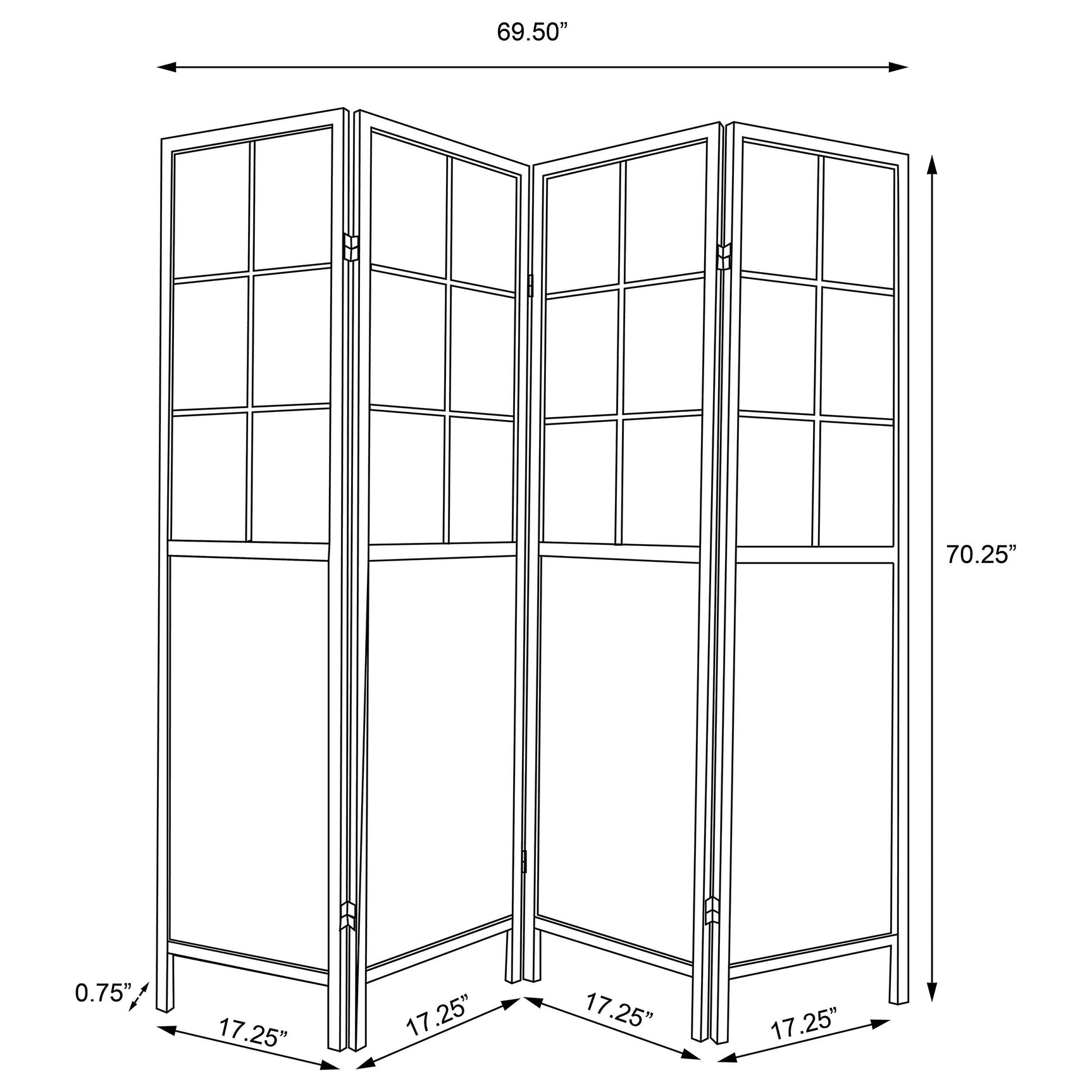 Edwards 4-Panel Room Divider Folding Shoji Screen Natural - Tampa Furniture Outlet