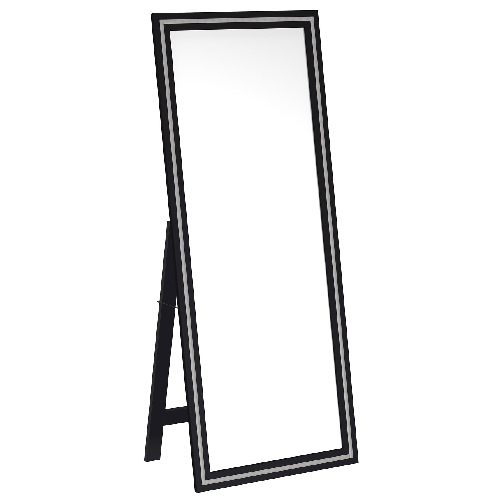 Tampa Furniture Outlet - Coaster - Windrose 28 x 67 Inch Tempered LED Standing Mirror Black - 960962