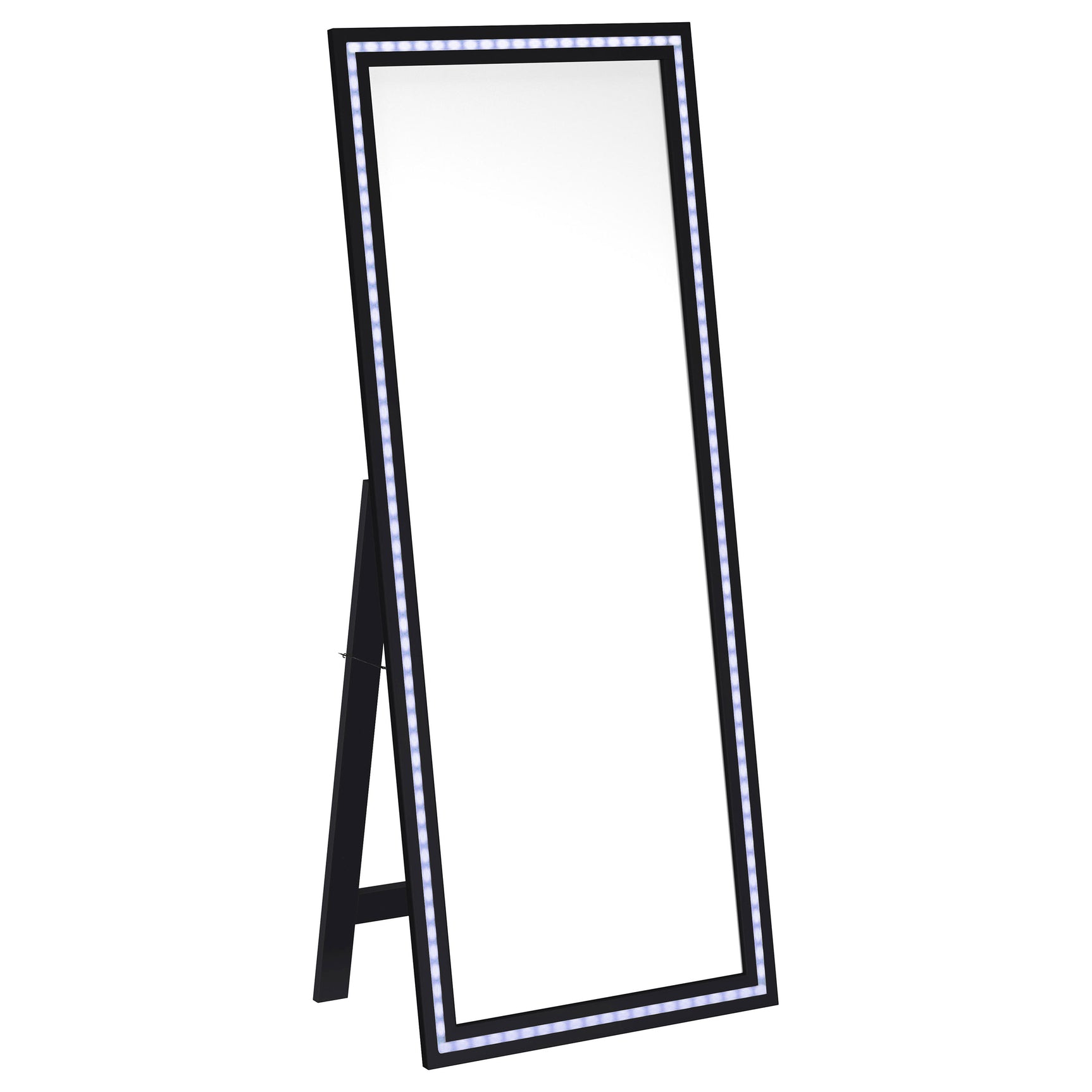 Windrose 28 x 67 Inch Tempered LED Standing Mirror Black - Tampa Furniture Outlet