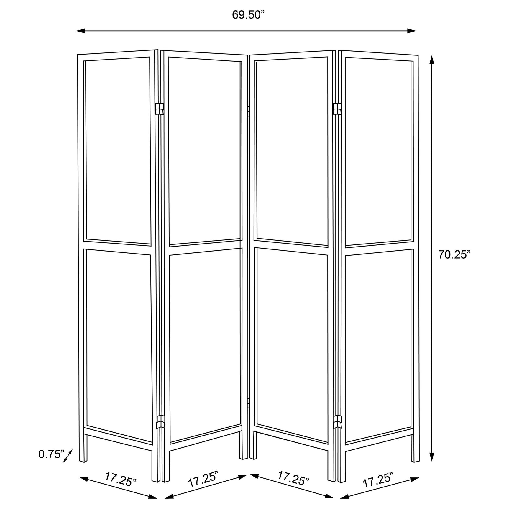 Deepika 4-Panel Room Divider Folding Screen Rustic Nutmeg