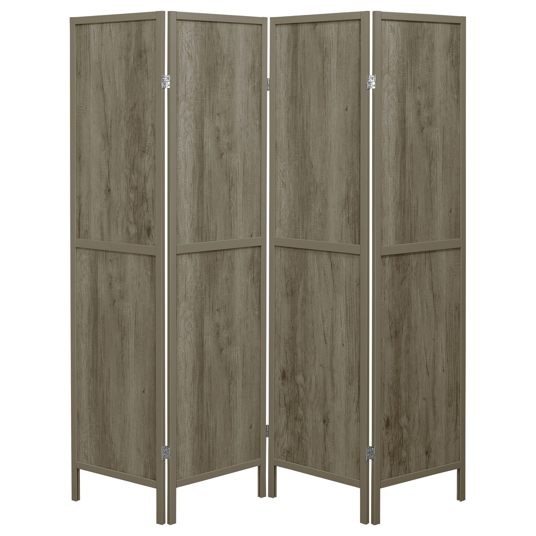 Deepika 4-Panel Room Divider Folding Screen Grey Driftwood - Tampa Furniture Outlet