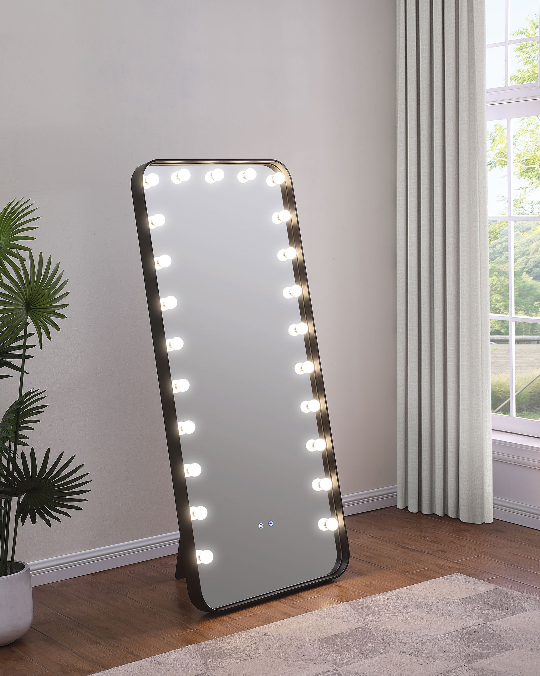Canton 32 x 71 Inch LED Standing Mirror with Speakers Black - Tampa Furniture Outlet