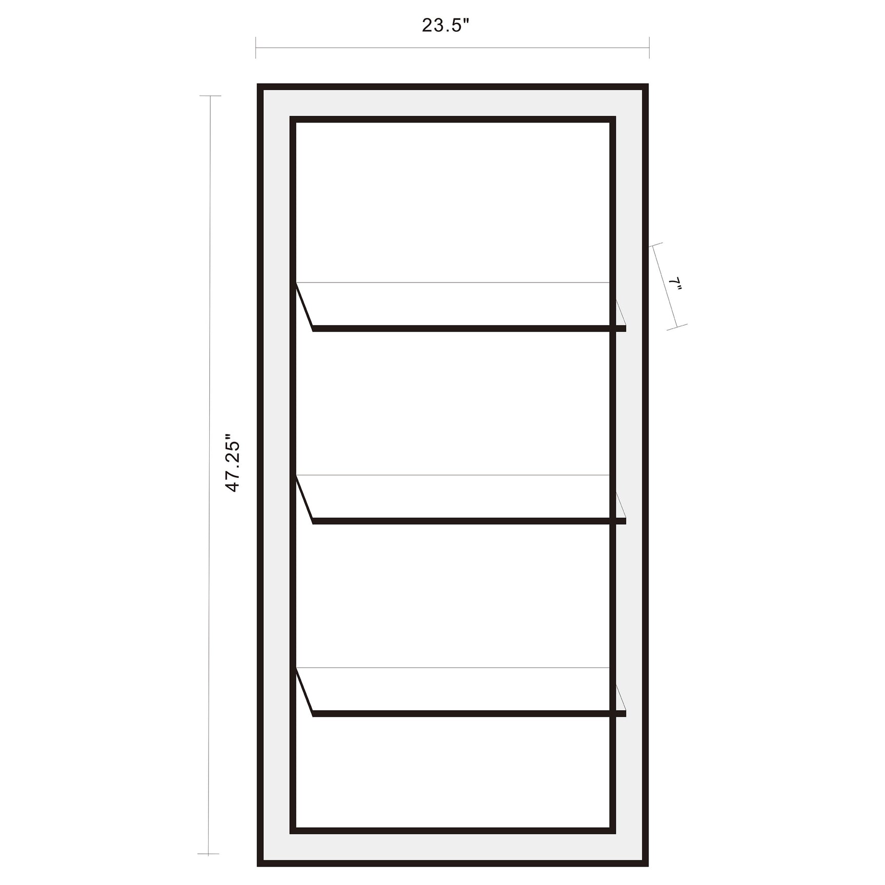 Oriel 24 x 47 Inch Rectangular 3-Shelf Wall Mirror Silver - Tampa Furniture Outlet