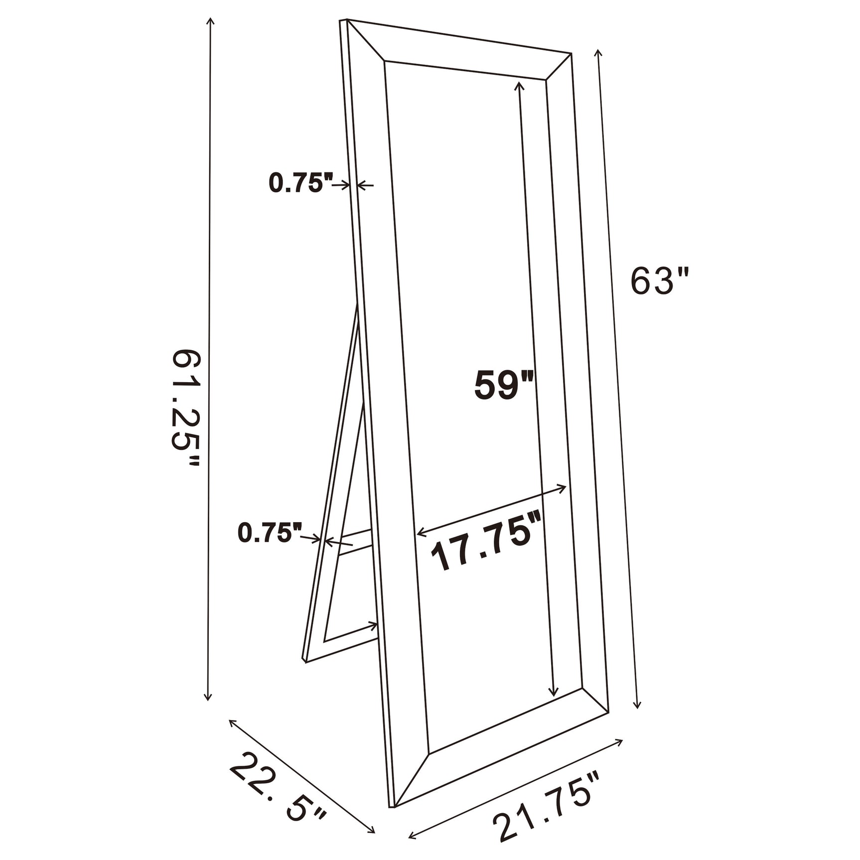 Soline 22 x 61 Inch Framed Standing Floor Mirror Silver - Tampa Furniture Outlet