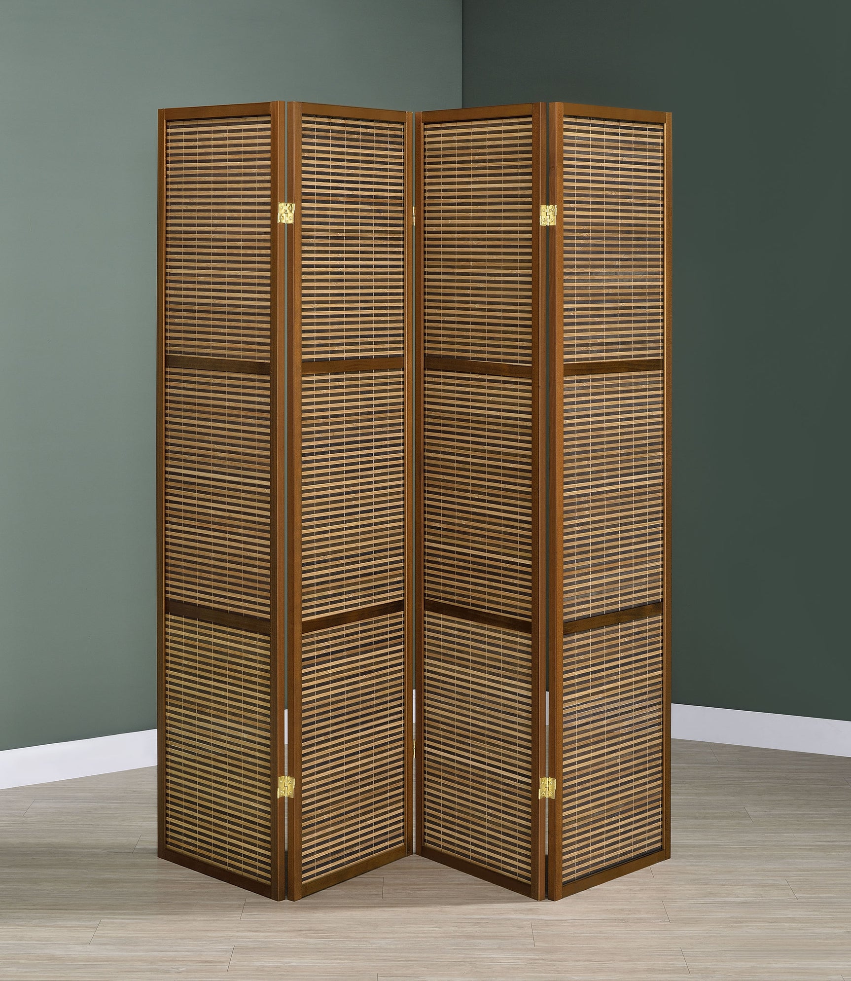 Browning 4-panel Bamboo Room Divider Folding Screen Walnut - Tampa Furniture Outlet