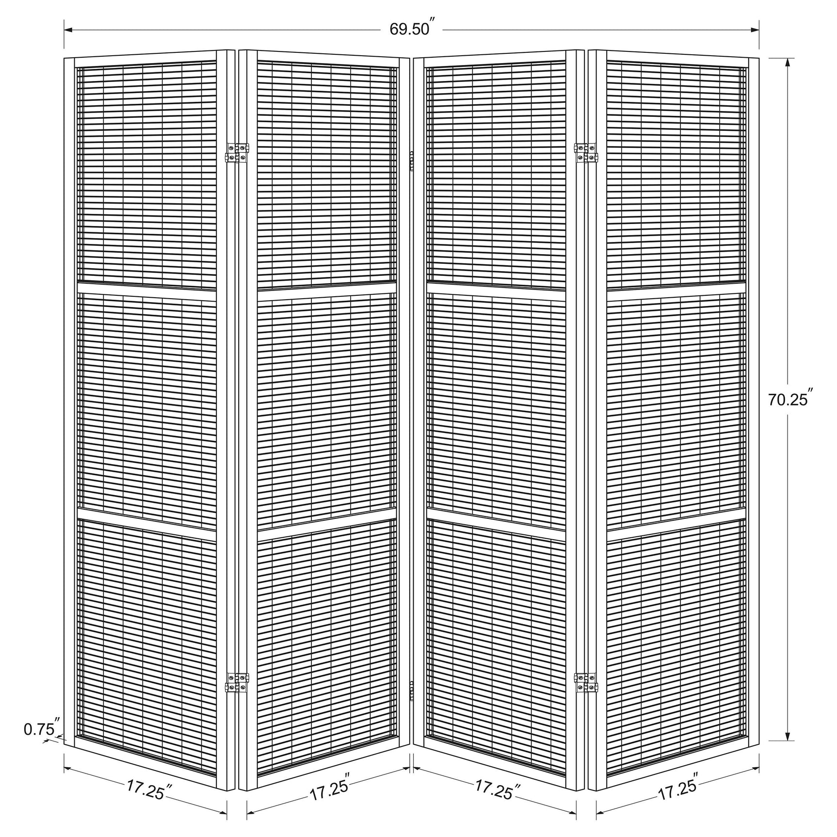 Browning 4-panel Bamboo Room Divider Folding Screen Walnut - Tampa Furniture Outlet