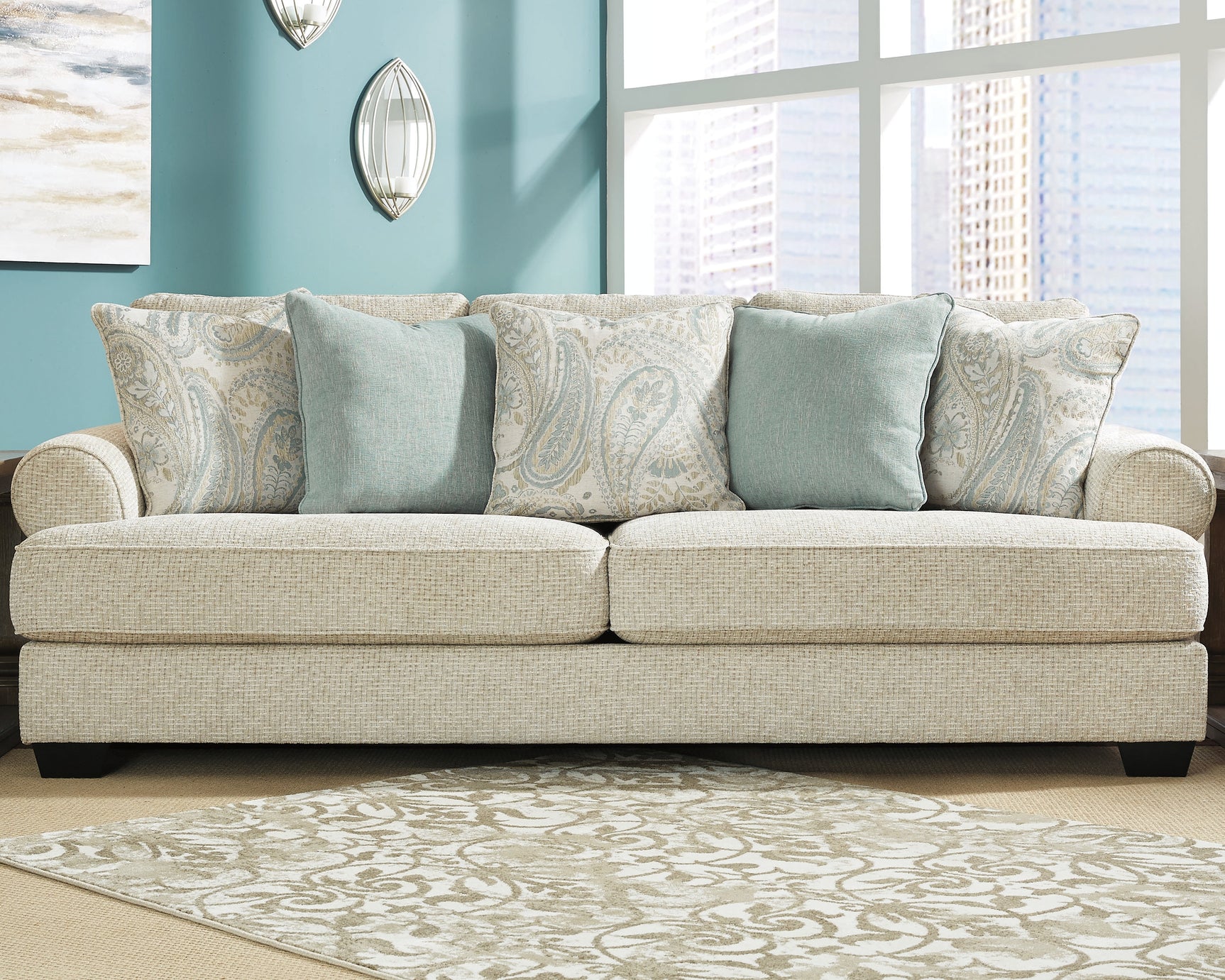Tampa Furniture Outlet - Ashley Furniture - Monaghan Living Room - Ottoman / Sandstone - 9620514