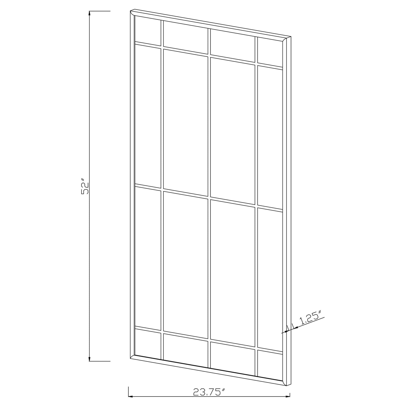 Annetta 24 x 52 Inch Window Pane Wall Mirror Black - Tampa Furniture Outlet