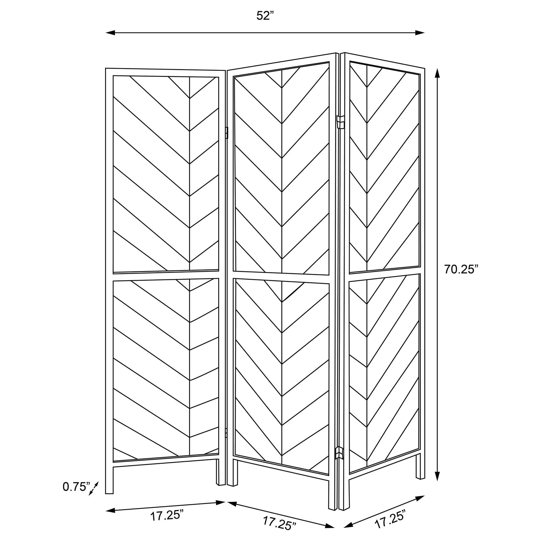 Marlene 3-Panel Room Divider Folding Screen Rustic Tobacco - Tampa Furniture Outlet