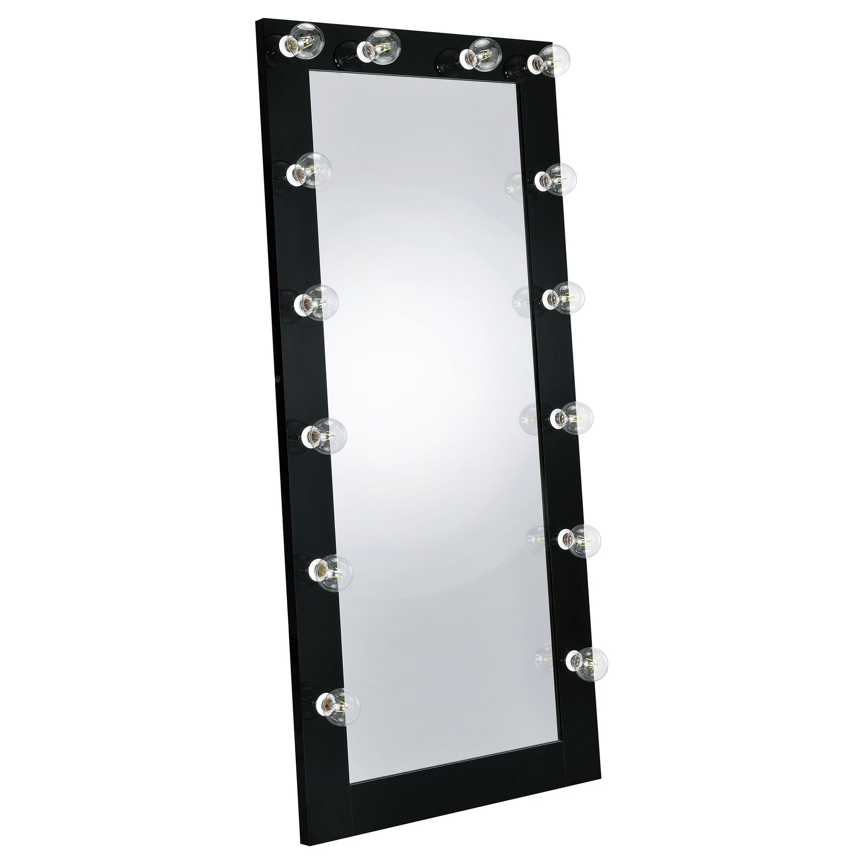 Tampa Furniture Outlet - Coaster - Zayan 32 x 71 Inch Floor Mirror LED Lighting Black Gloss - 969557