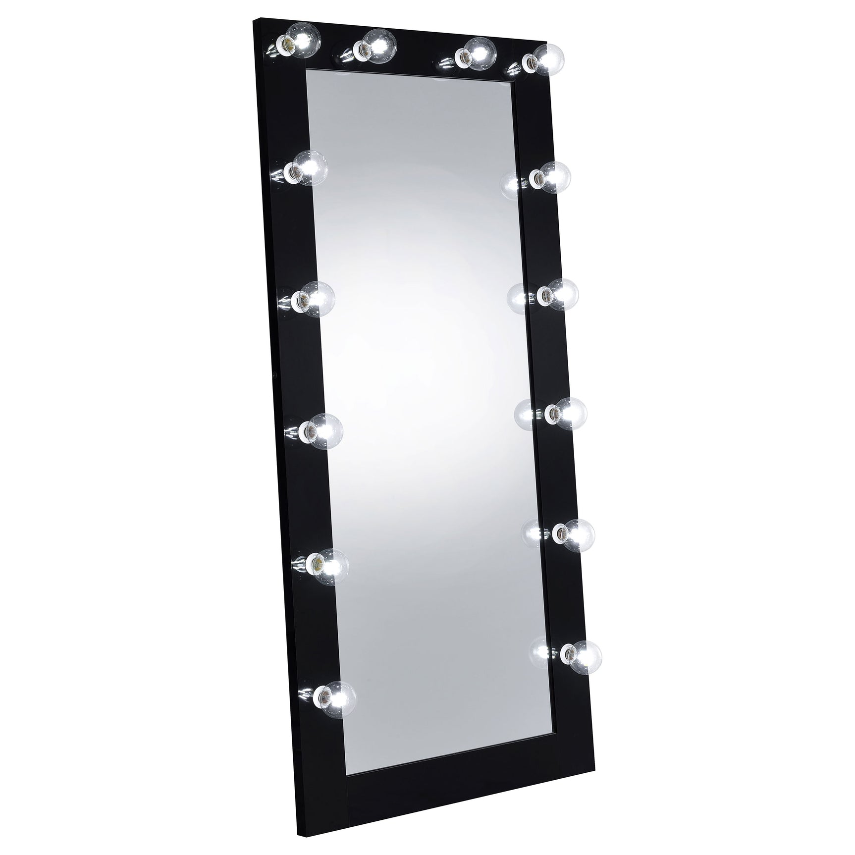 Zayan 32 x 71 Inch Floor Mirror LED Lighting Black Gloss - Tampa Furniture Outlet