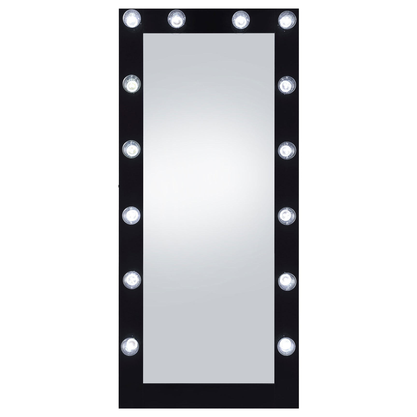 Zayan 32 x 71 Inch Floor Mirror LED Lighting Black Gloss - Tampa Furniture Outlet