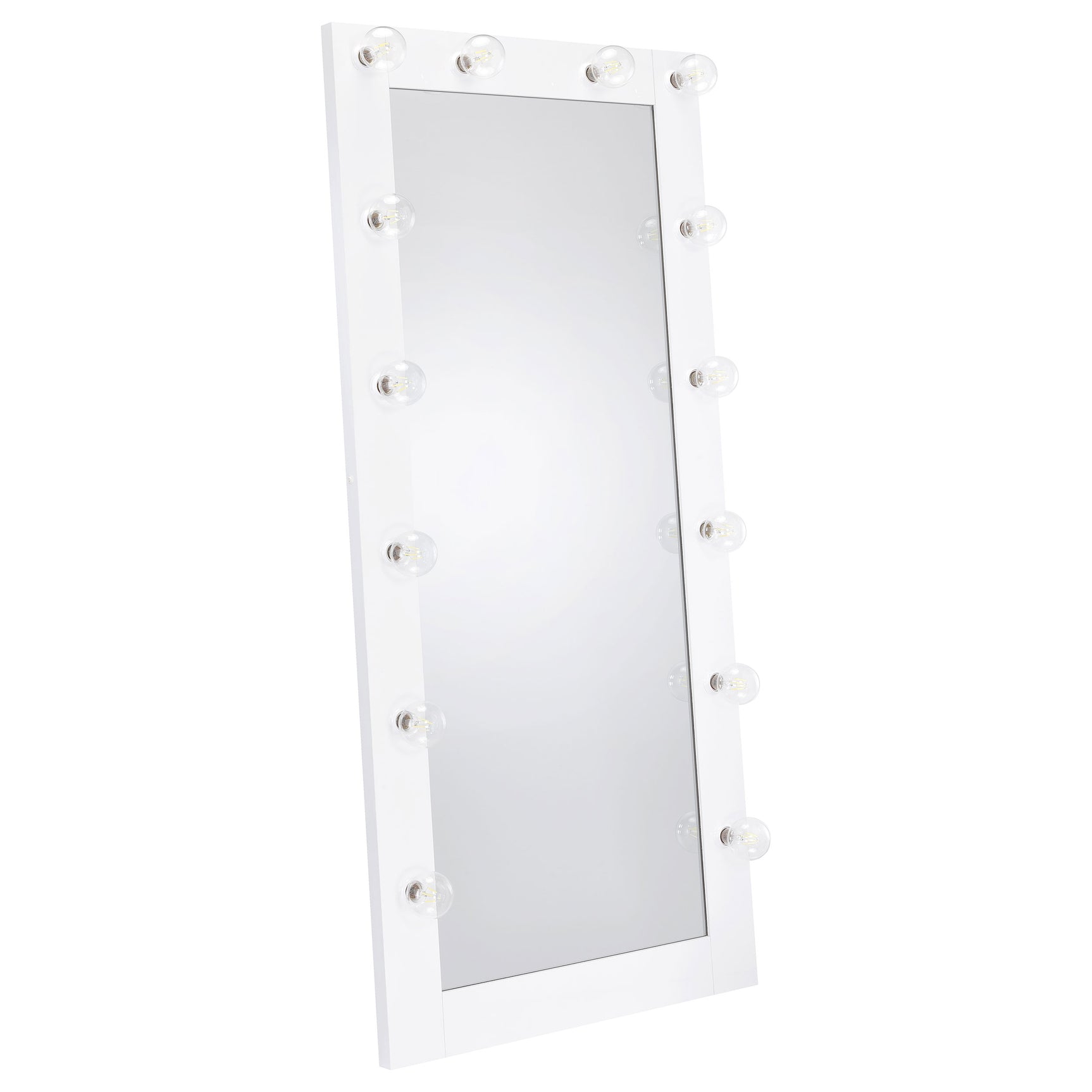 Tampa Furniture Outlet - Coaster - Zayan 32 x 71 Inch Floor Mirror LED Lighting White Gloss - 969558