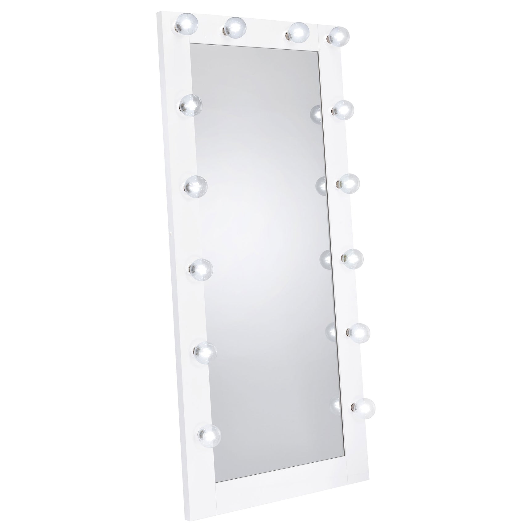Zayan 32 x 71 Inch Floor Mirror LED Lighting White Gloss - Tampa Furniture Outlet